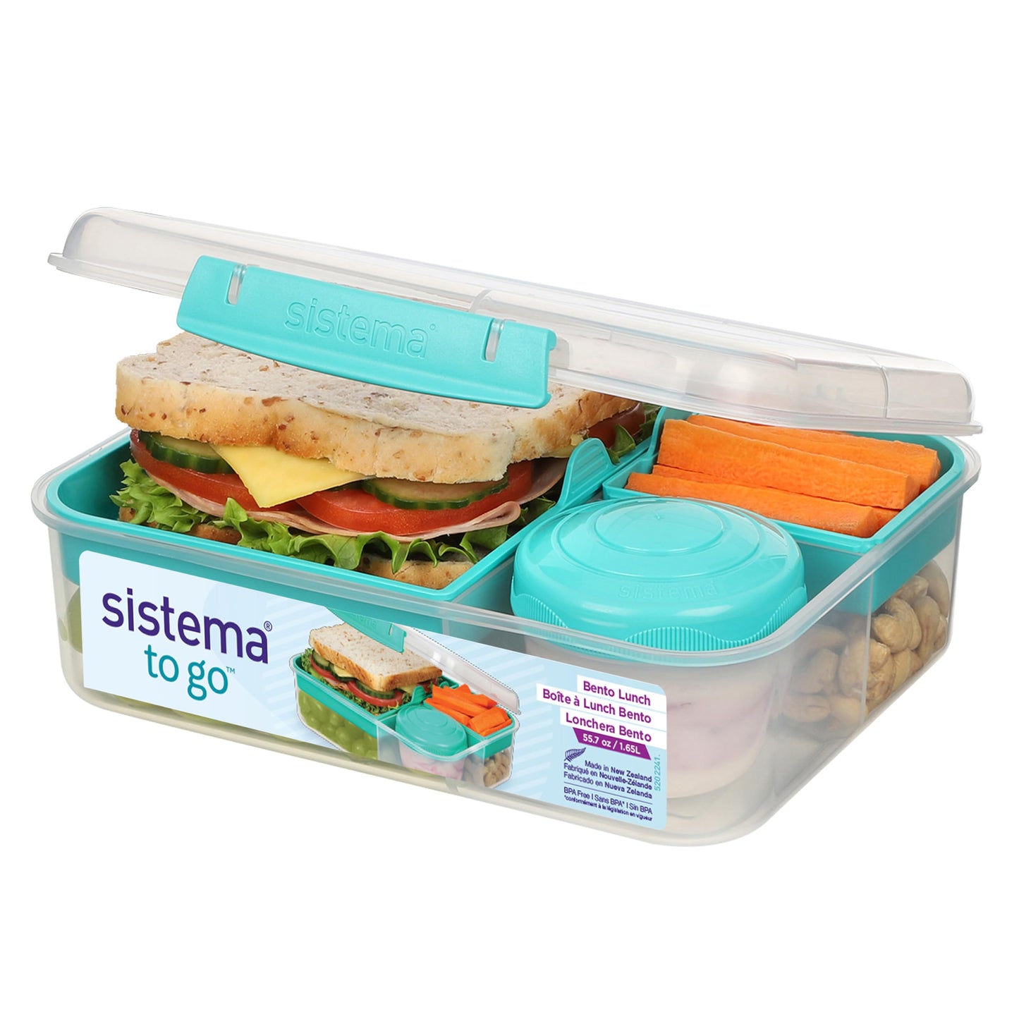 Bento Box Lunchbox mit Joghurt- /Fruchtbehälter, 1,65 l Mintgrün