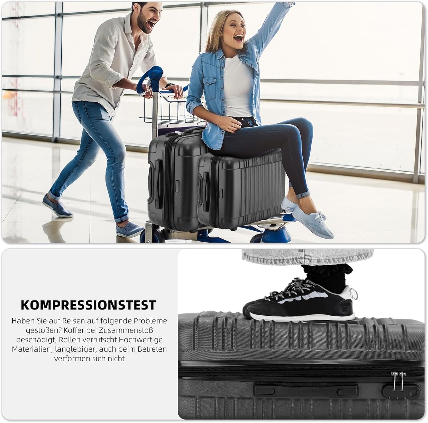 Hartschalenreisekoffer, Schwarz L
