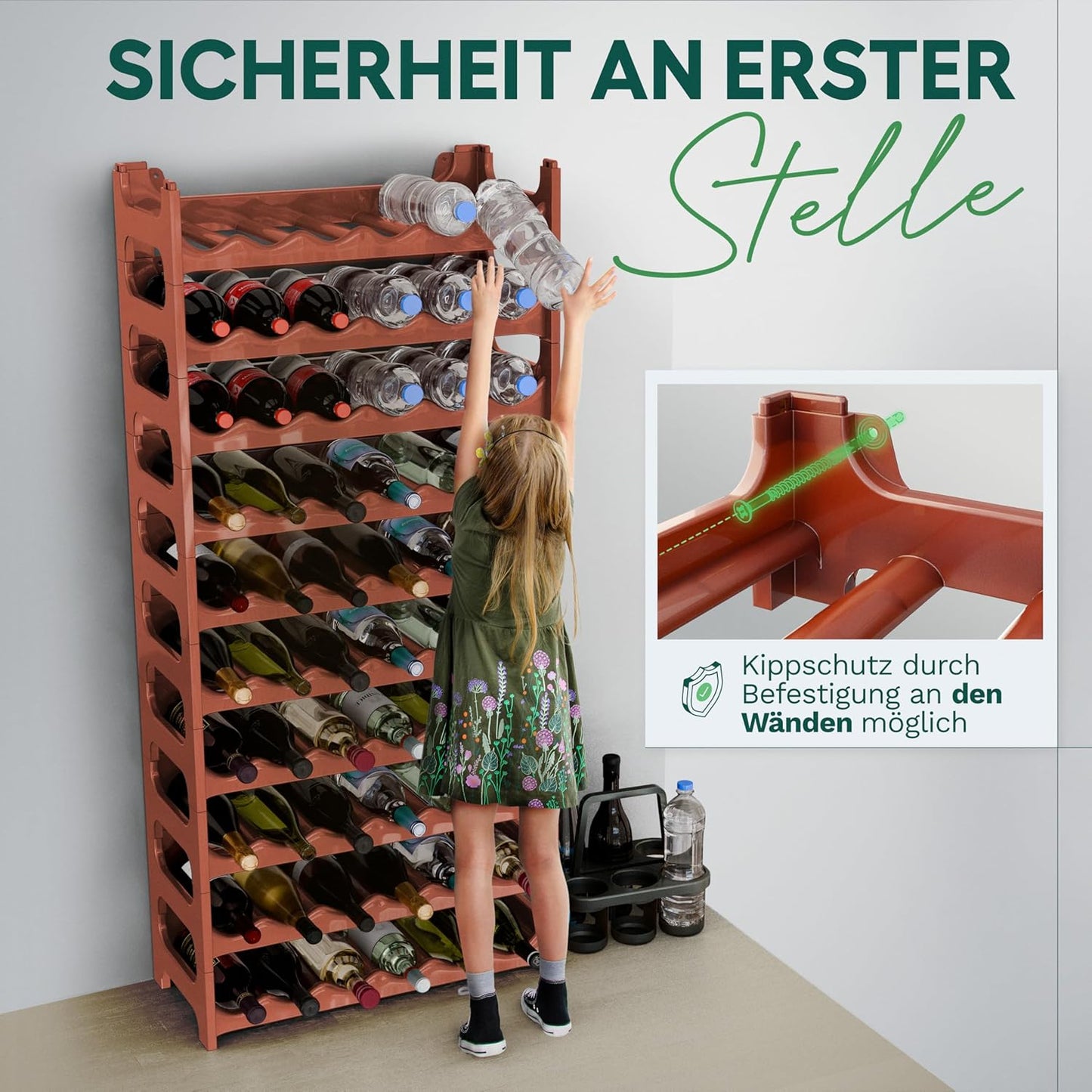 Modulares Flaschenregal für 72 Weinflaschen, für 72 Flaschen