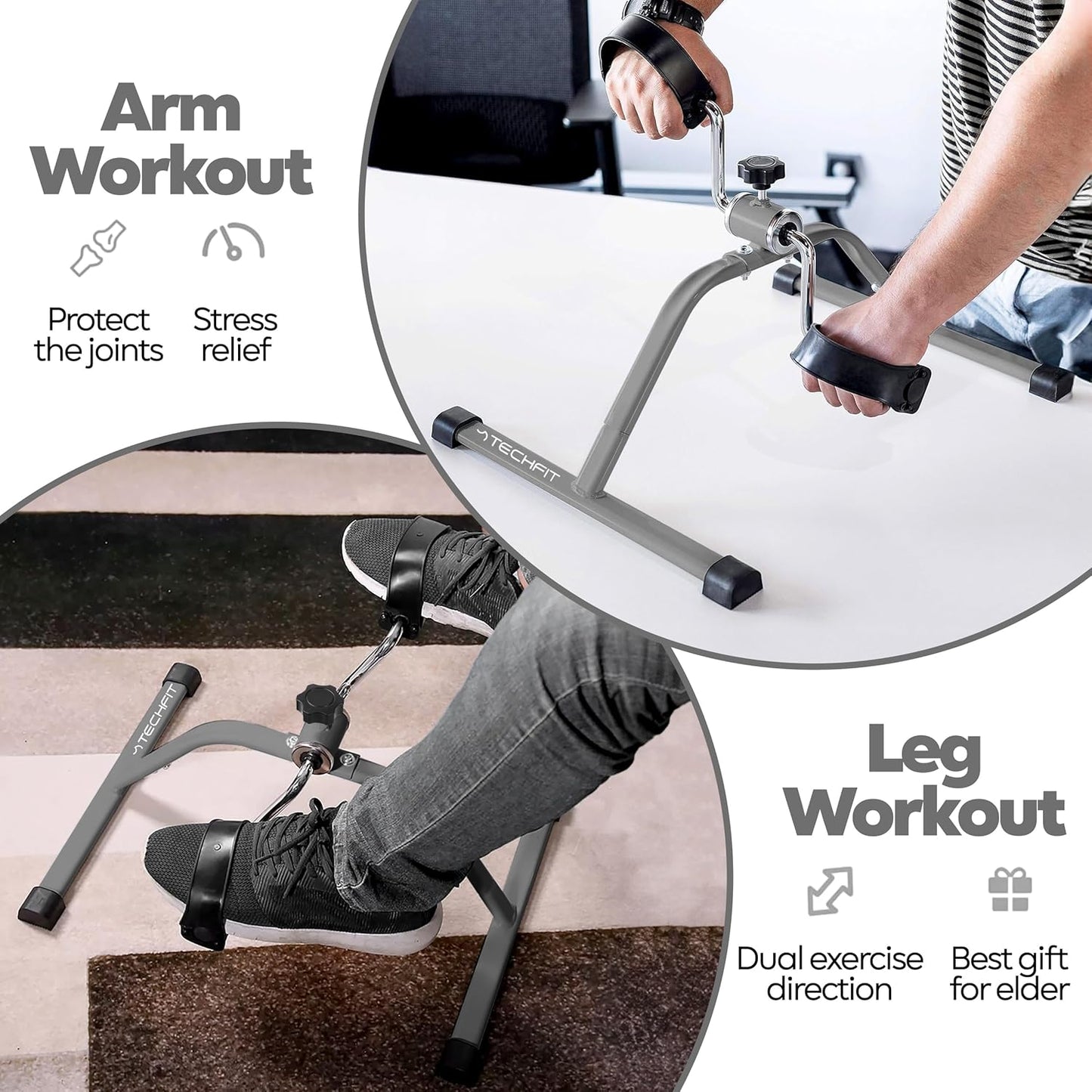 Mini-Heimtrainer PED1 für Arme und Beine, Pedal-Ausbilder, Grau PED1