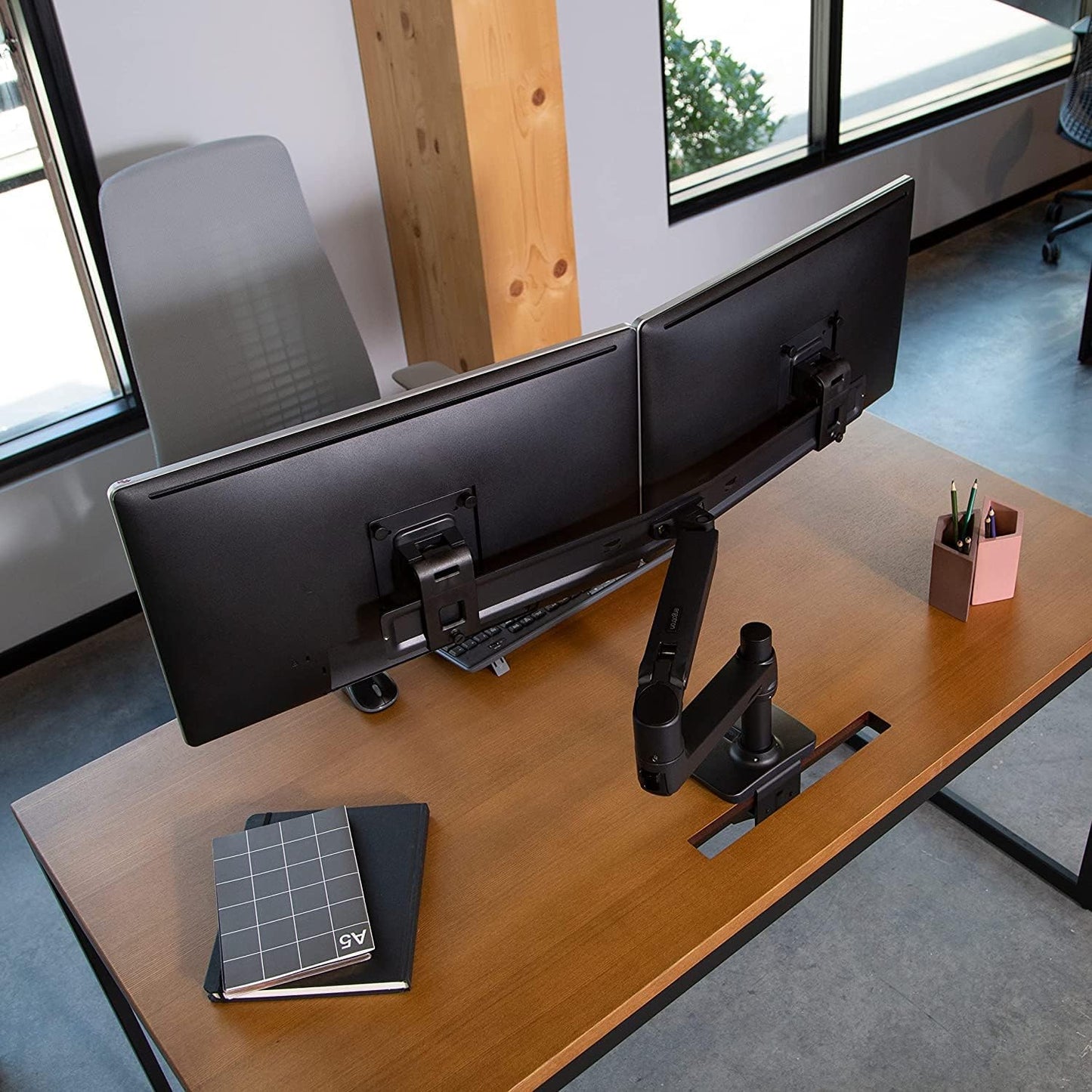Dual Monitor Tischhalterung mit CF-Technologie, Schwarz 2 Monitors - Up to 25 inches Schwarz