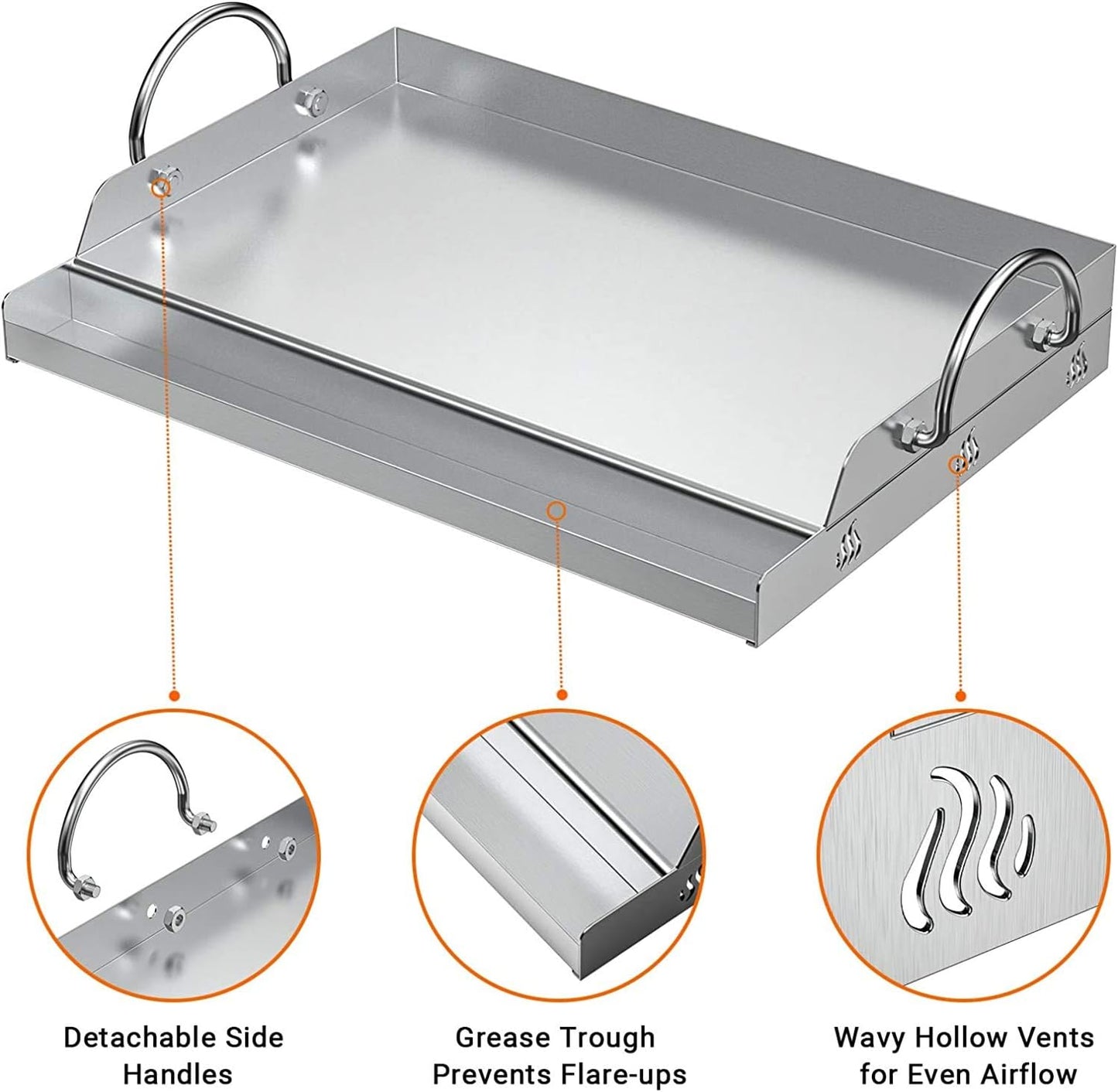 Universal BBQ Grillplatte mit Fettwanne (51x32x7cm), 18“ X 12"