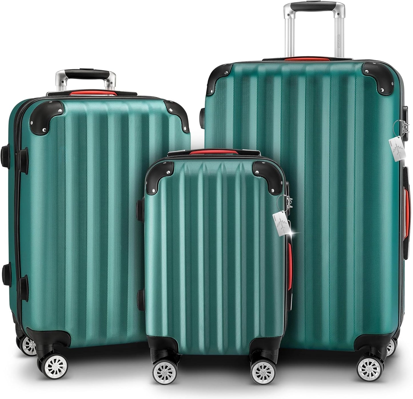 3-teiliges Hartschalenkoffer-Set mit Kofferwaage, Grün