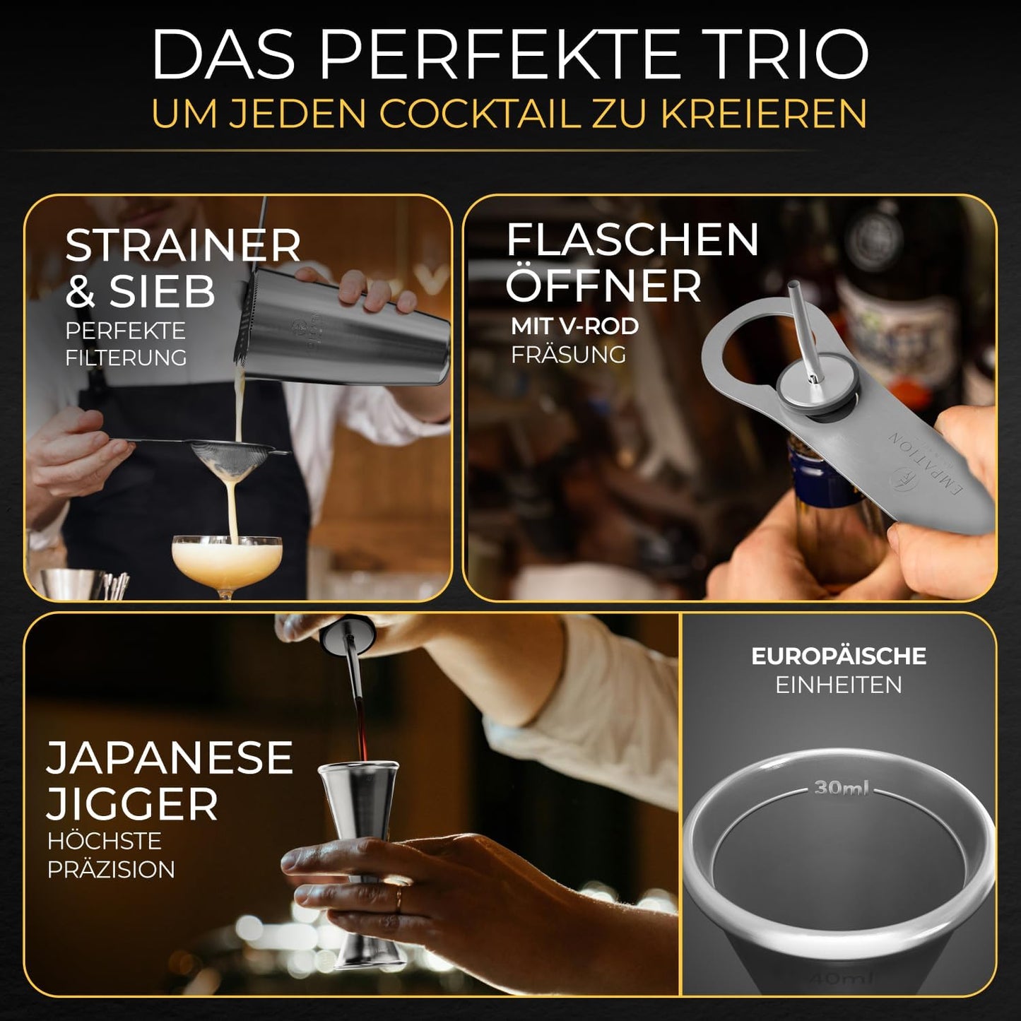 Cocktail Shaker Classic Set, 14-teilig, Classic Set Silber