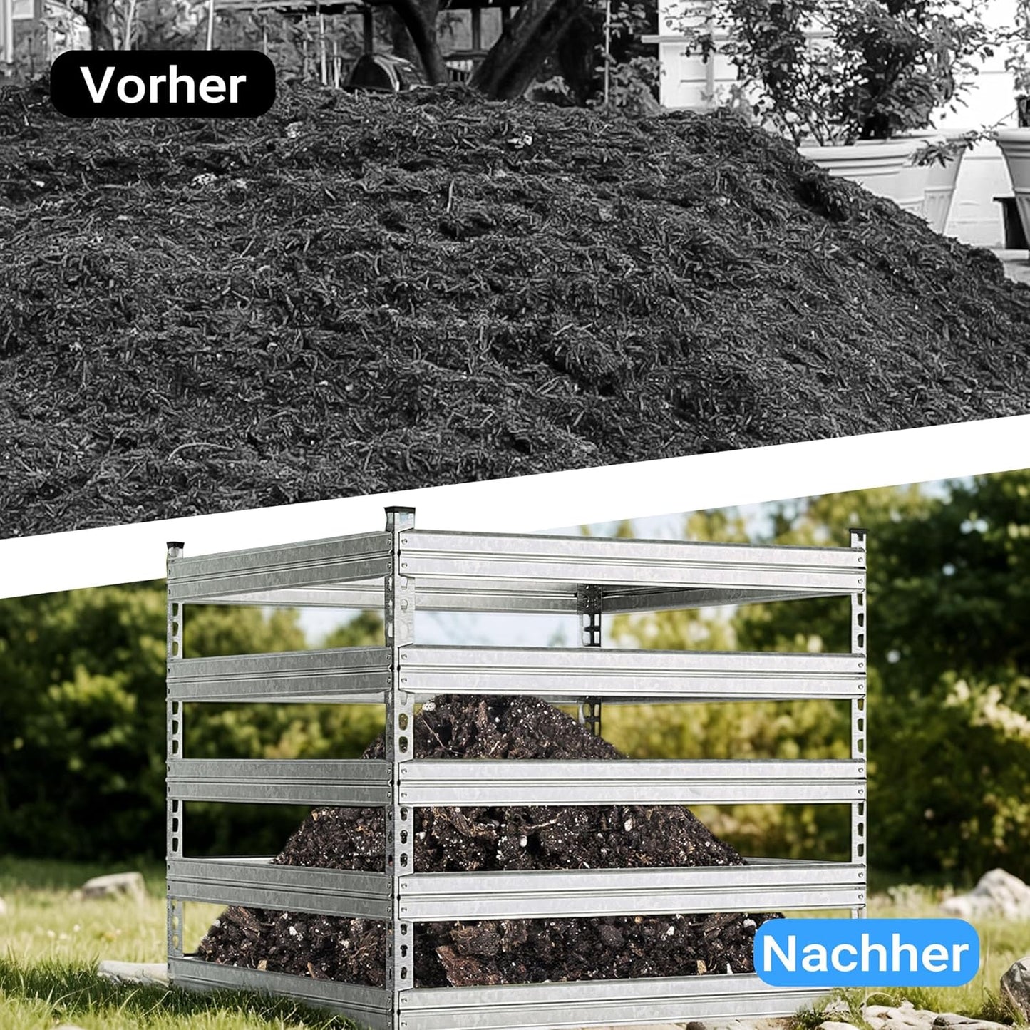 Gartenkomposter, Metall 100x100x90 cm