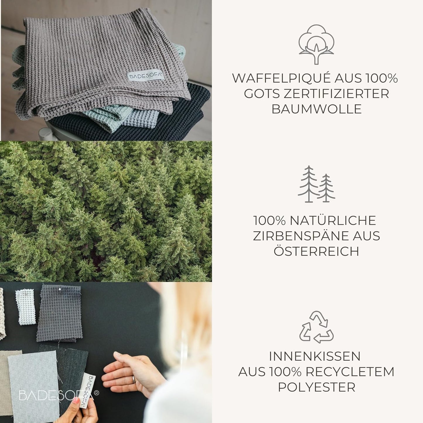 Zirbenkissen für Sauna, Klein Anthrazit