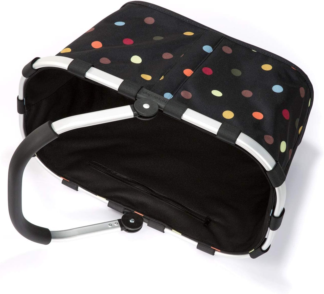 Stabiler Einkaufskorb mit Innentasche, schwarz dots Single