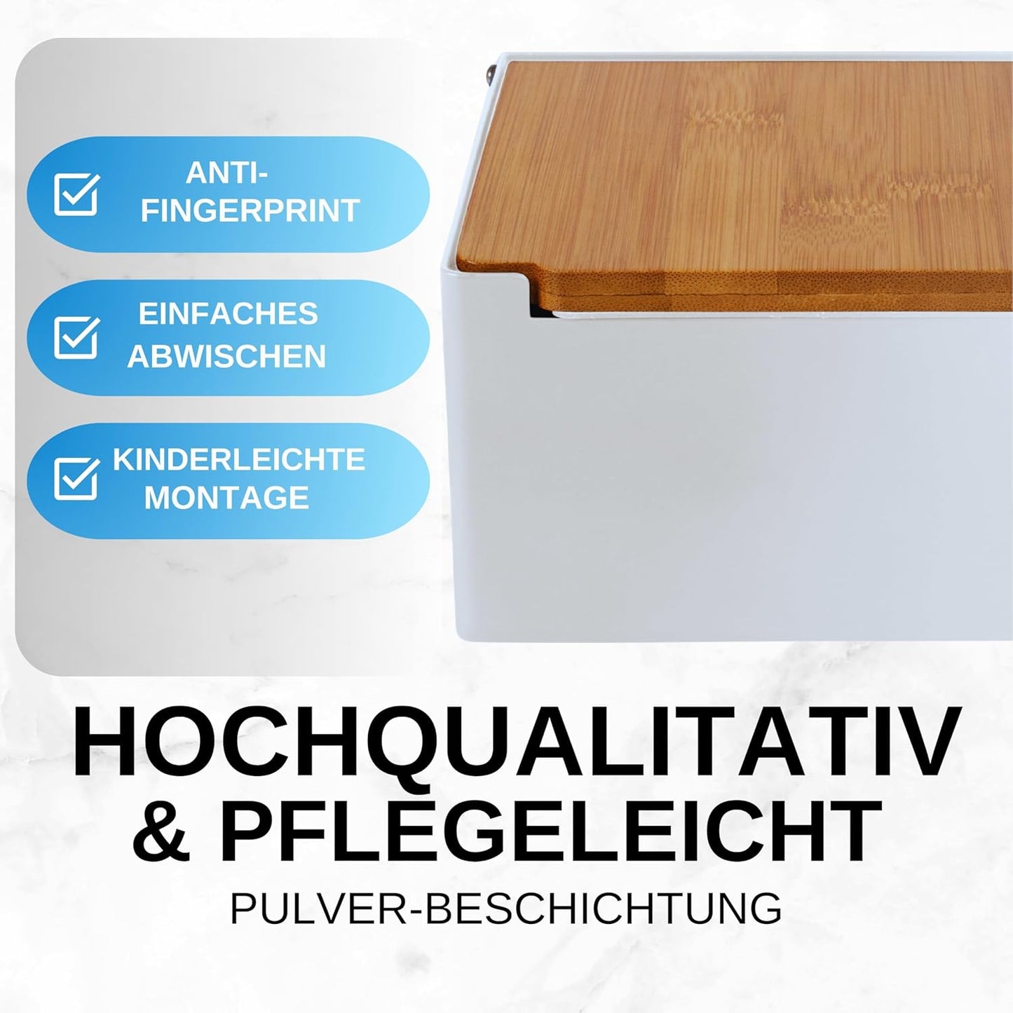 Toilettenpapierhalter mit Feuchttücherbox, Weiß-bambus