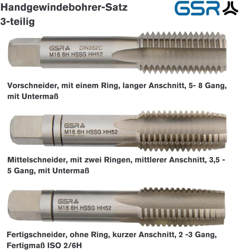 00105270 Gewindebohrer-Satz M16, Hochgeschwindigkeitsstahl, M16