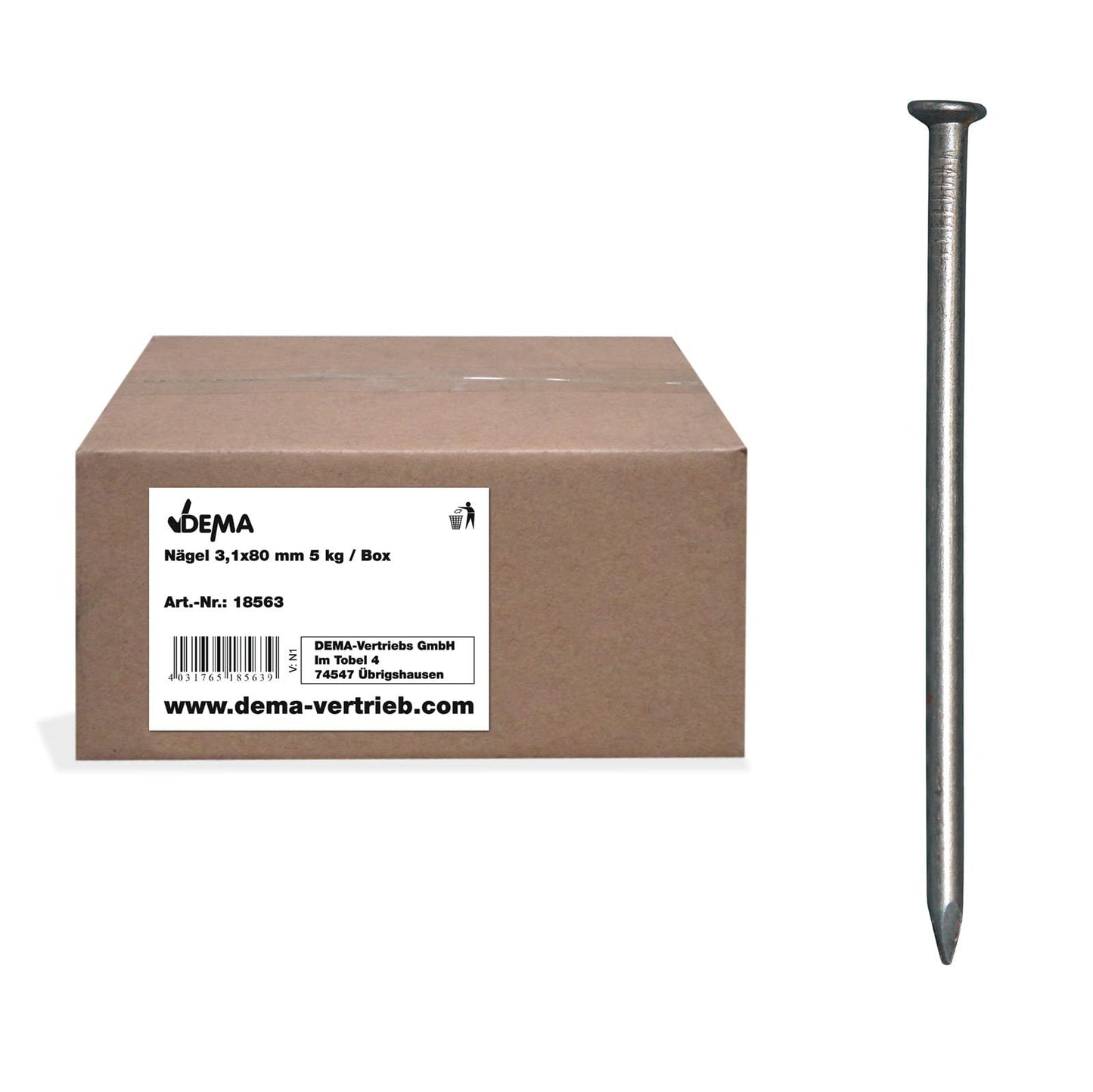 Stahlnägel für Holzprojekte, 3,1 x 80 - 5 kg
