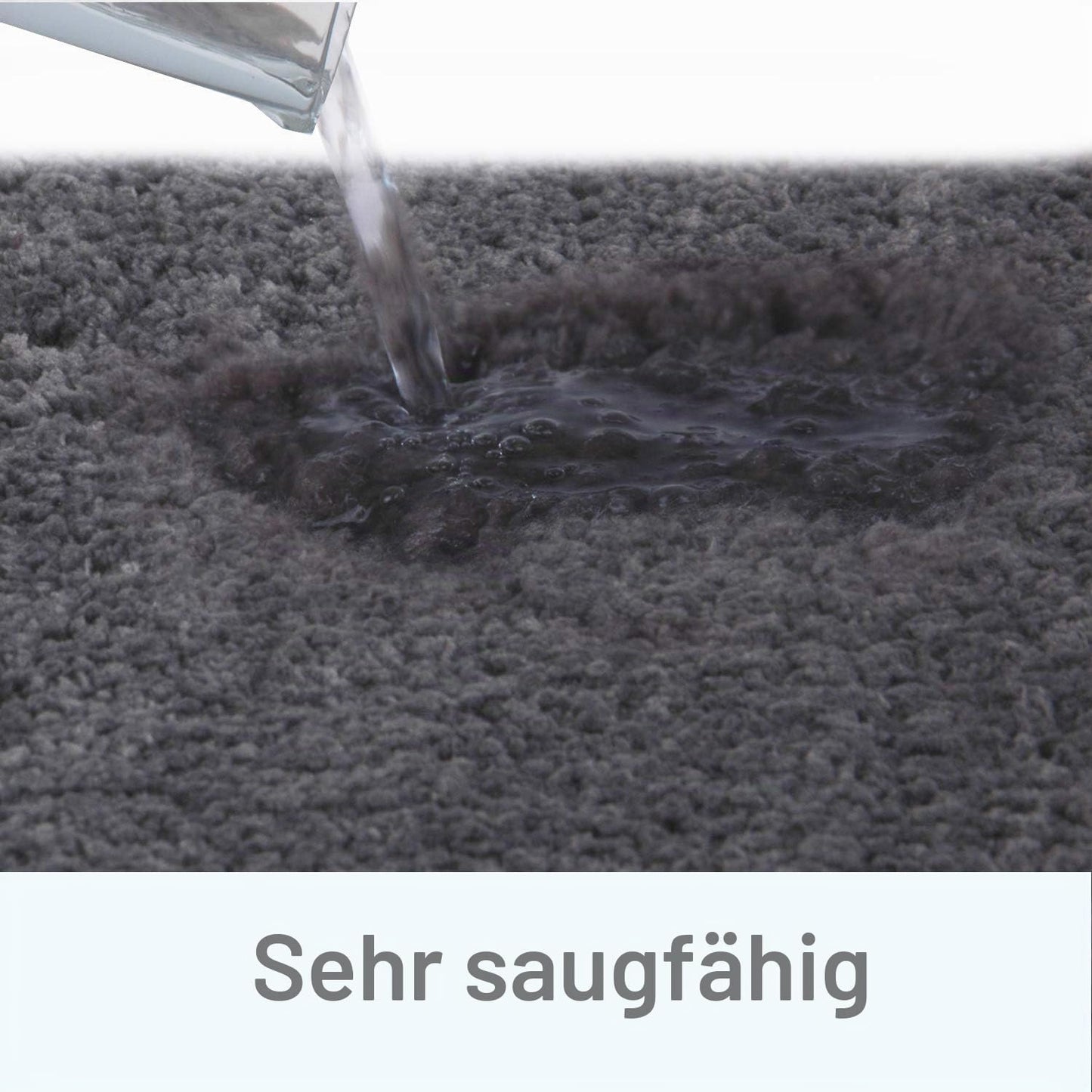 Rutschfester Hochflor-Badteppich, 60x90 cm, 60 x 90 cm (Rechteckig) Grau