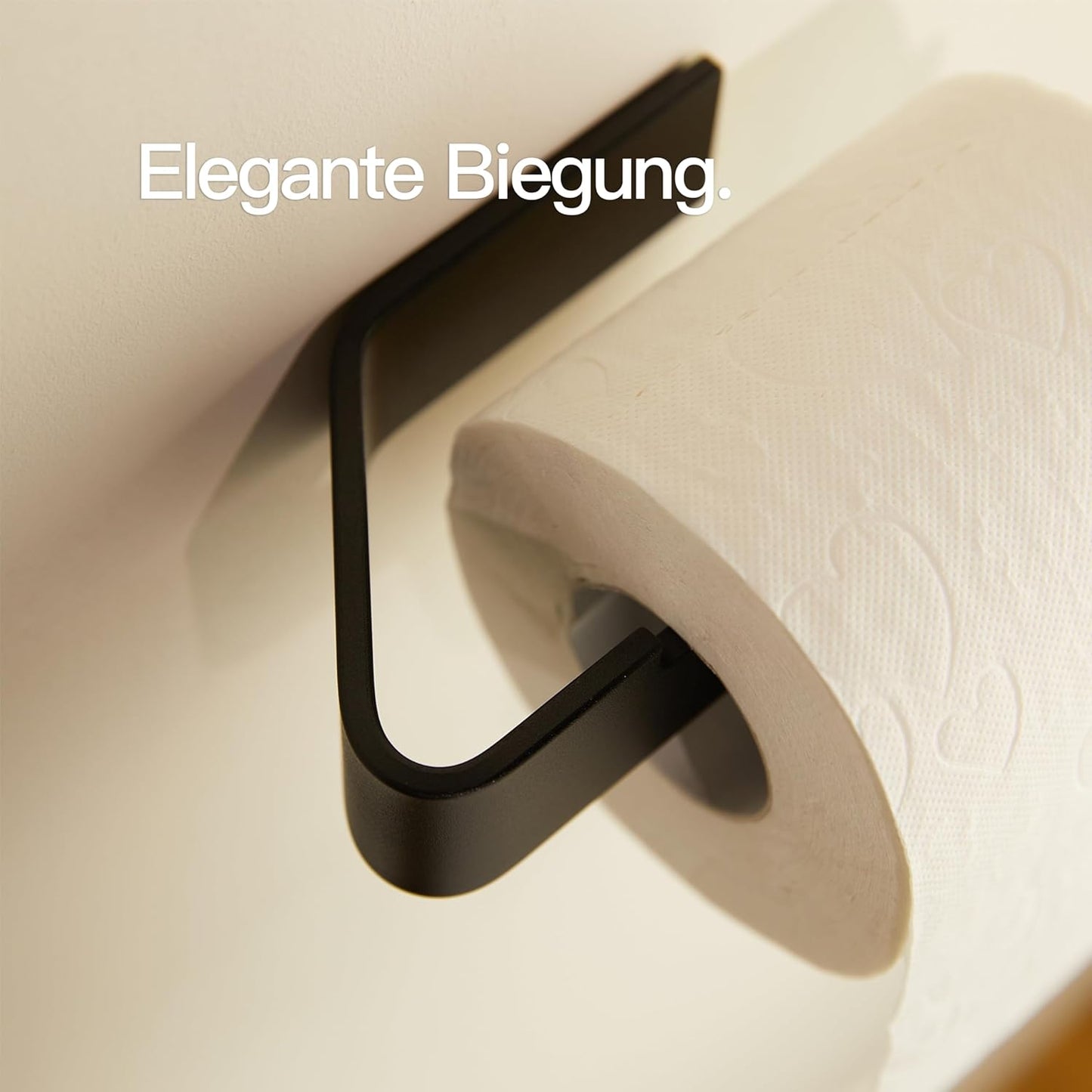 Selbstklebender Toilettenpapierhalter ohne Bohren, Ohne Ablage Matt Schwarz