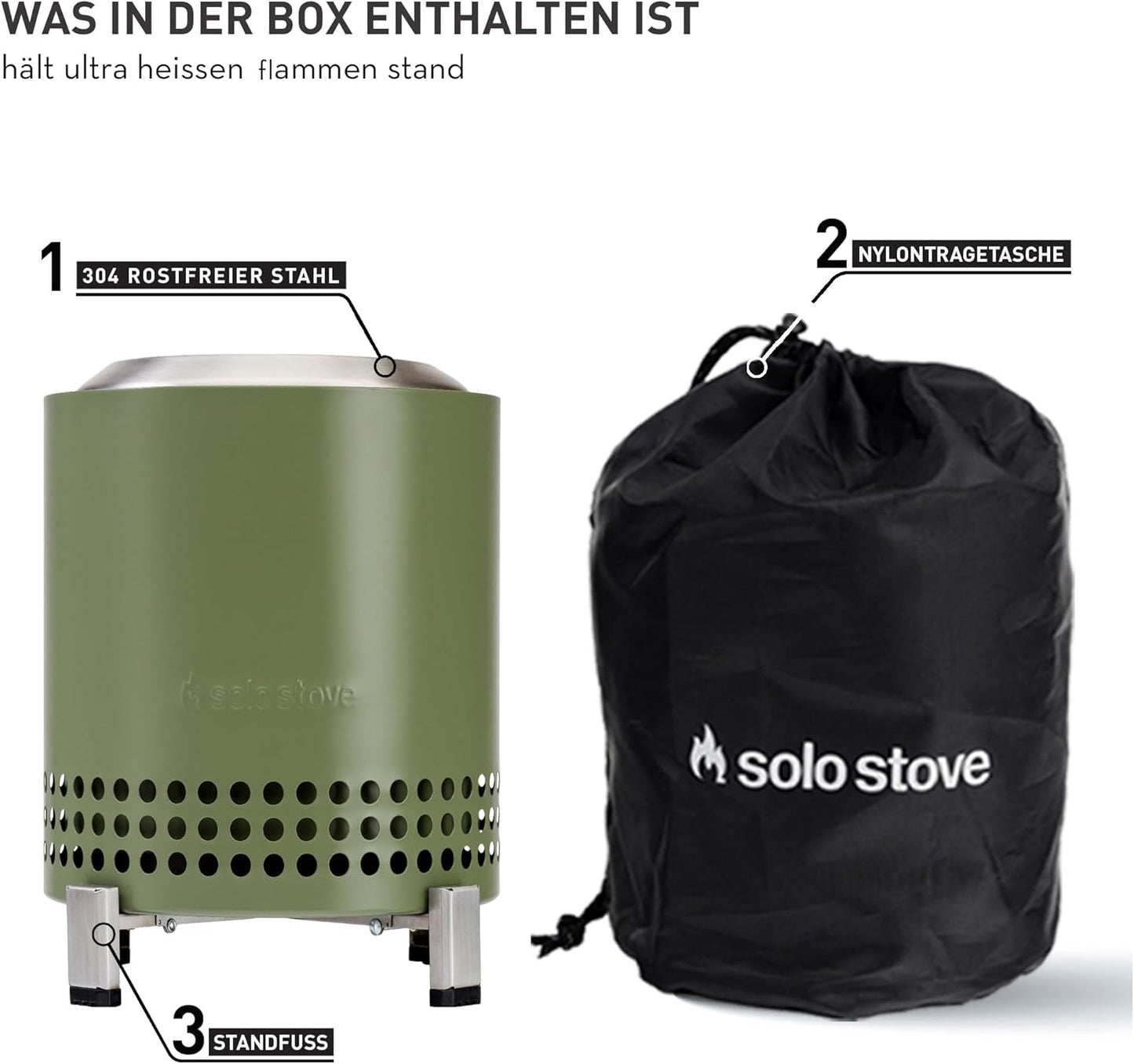 Raucharmer Tischkamin für Outdoor, Mesa|Tief Olive