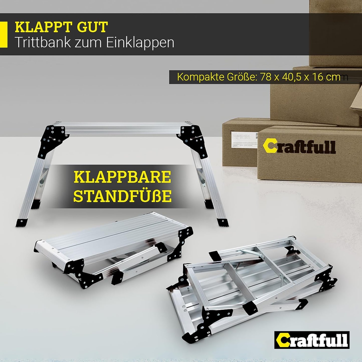 Klappbare Arbeitsplattform CF-107A, Silber/Schwarz