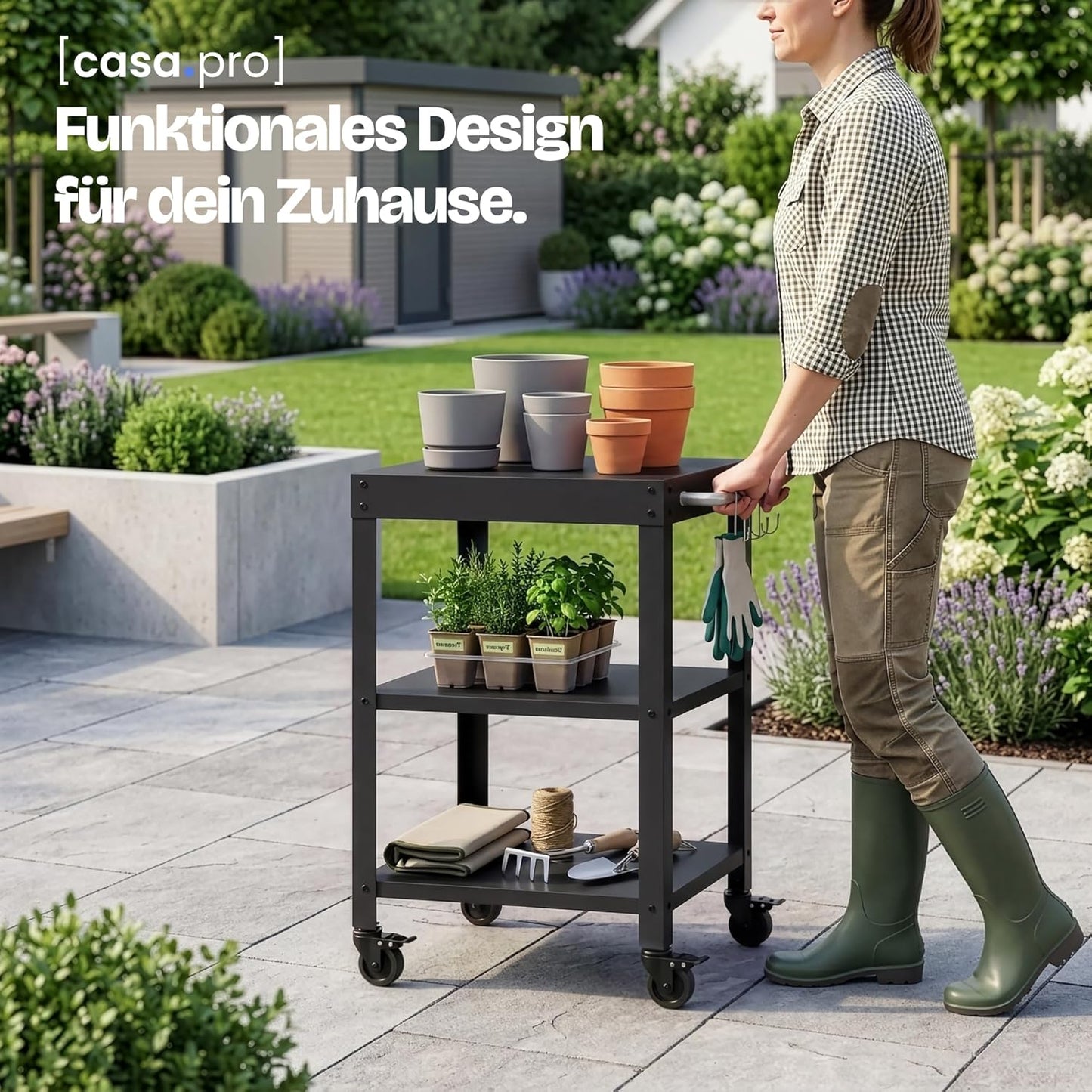 Outdoor-Servierwagen Bolognano, Schwarz