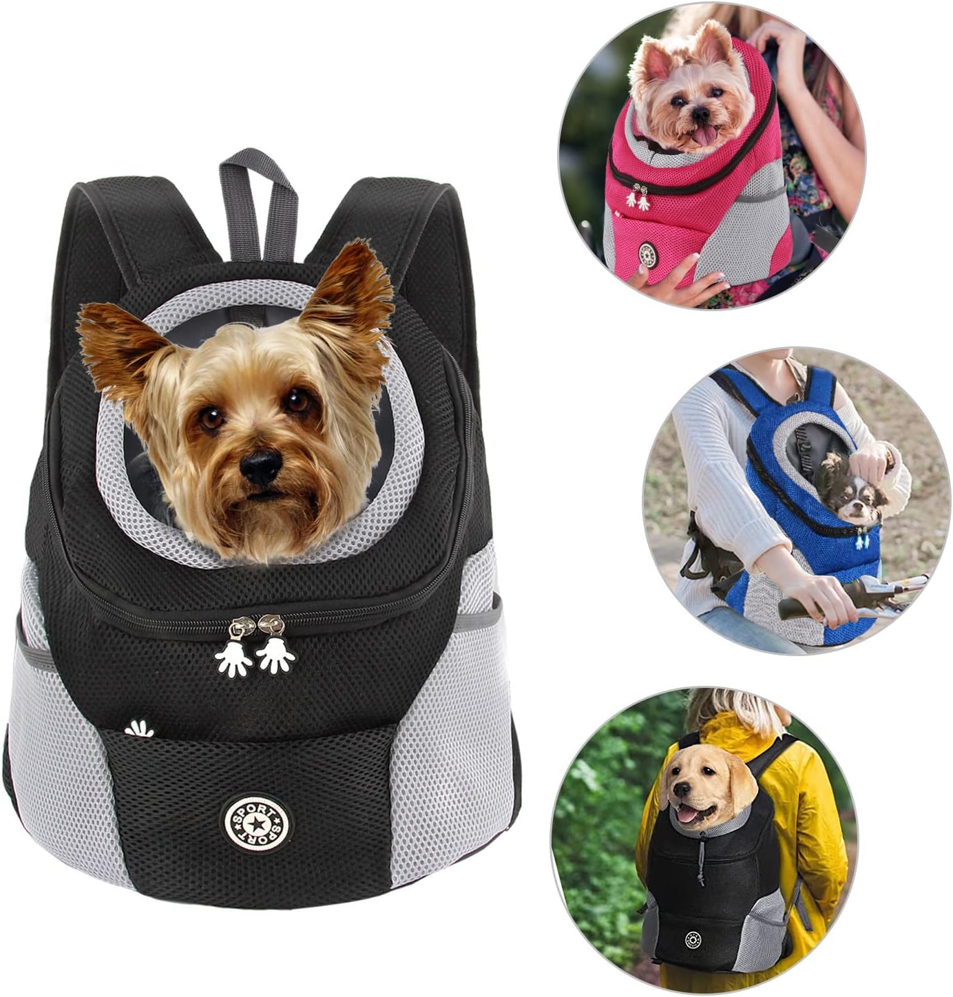 Hundetrage-Rucksack mit Head-Out-Design, M Schwarz