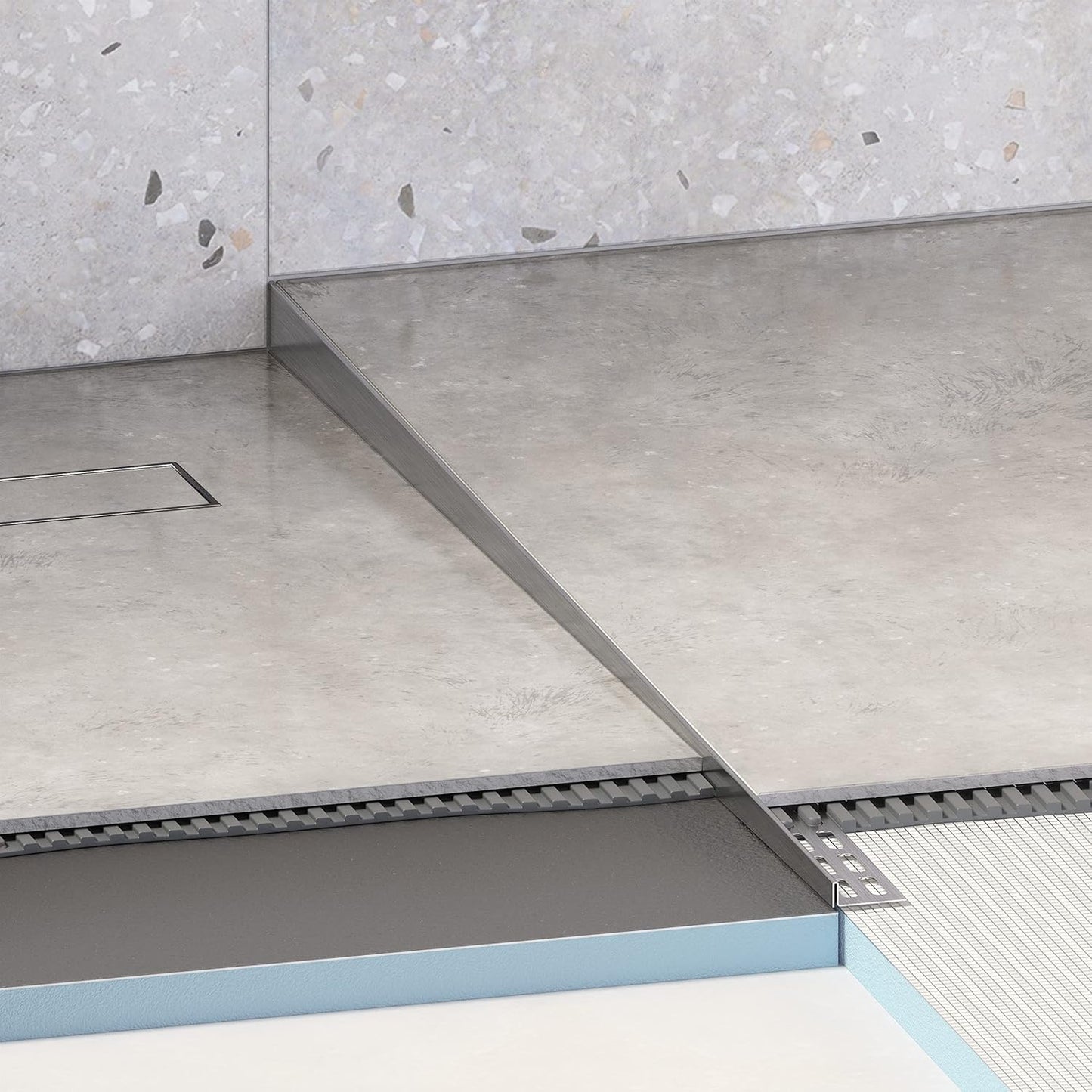 Gefälleprofil Clive für Dusche, 120cm x 8/10 mm (Fliese/Kante) Links Boden
