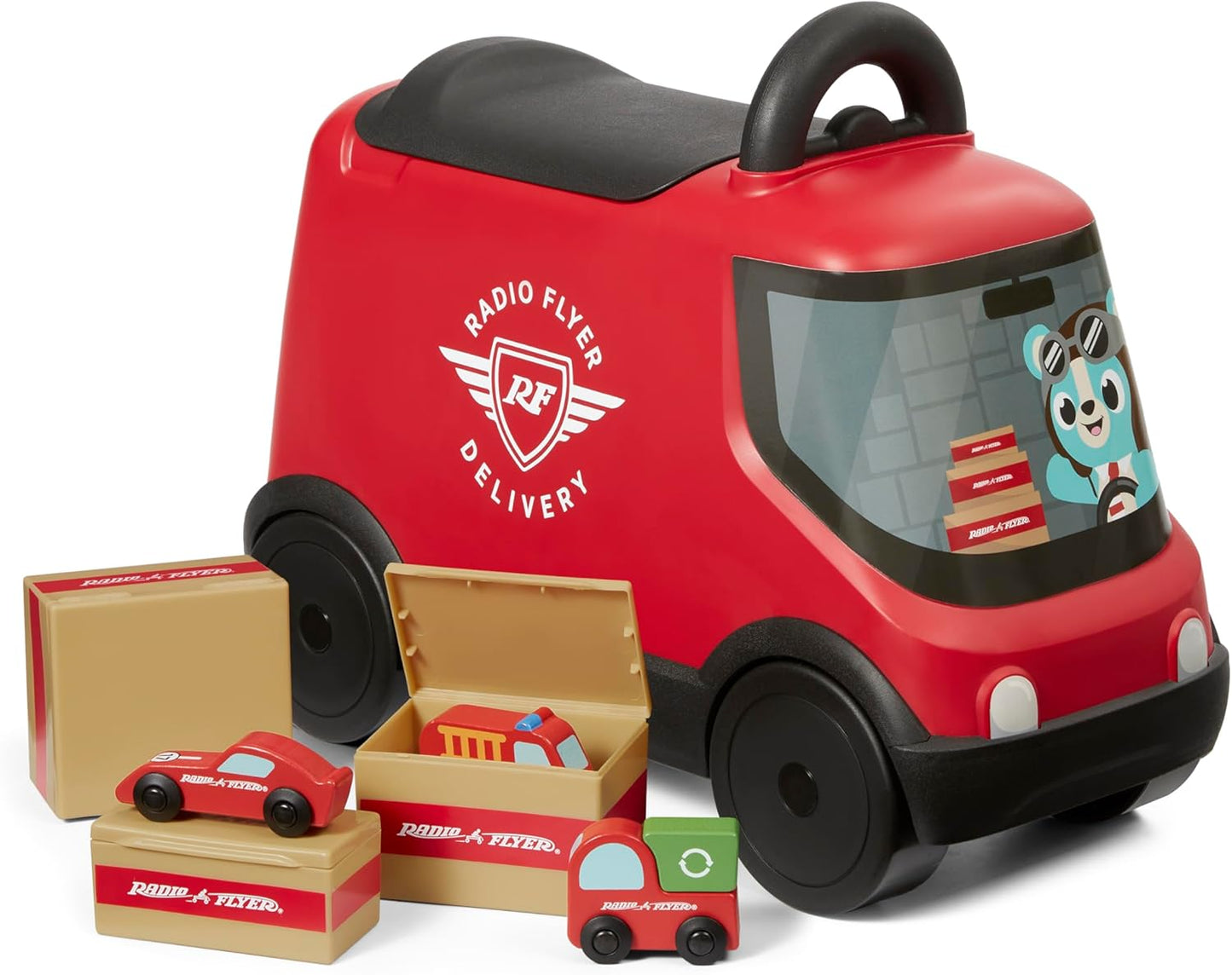 Rutschfahrzeug Ride & Deliver Truck inkl. Spielzeugautos