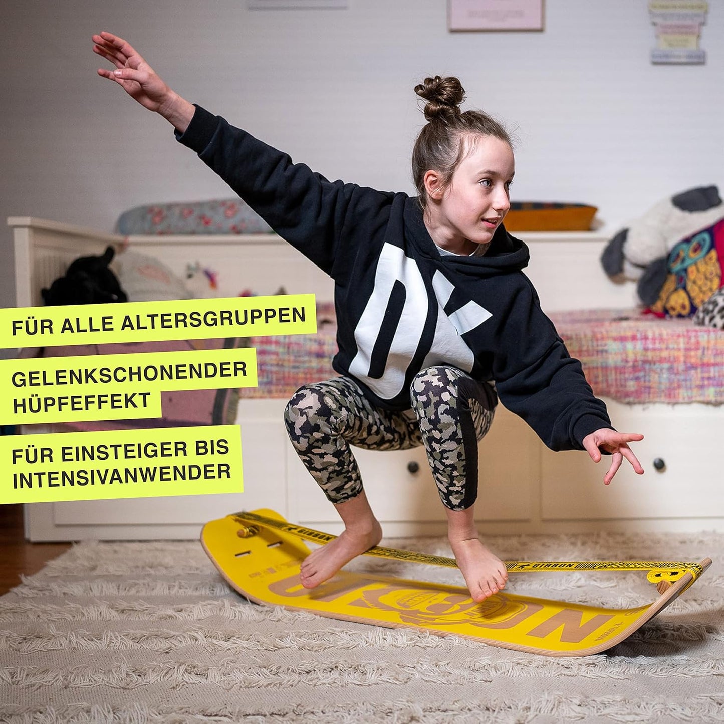 Balance Board Set mit Slackline und Kork Pads, Black Single