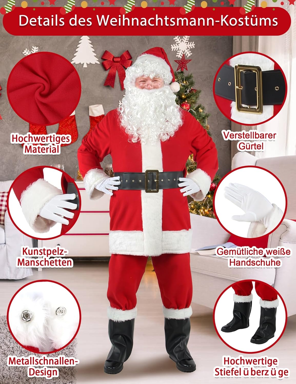 Weihnachtsmann Kostüm-Set, M