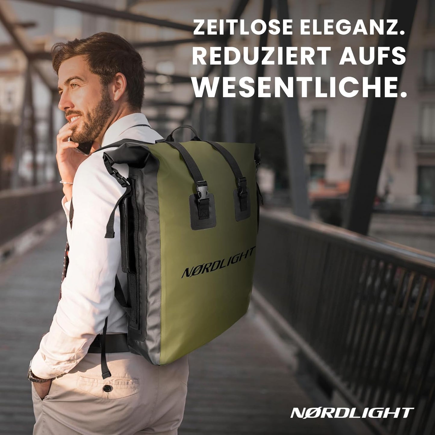 Wasserdichter Rucksack, Olivgrün 35 L