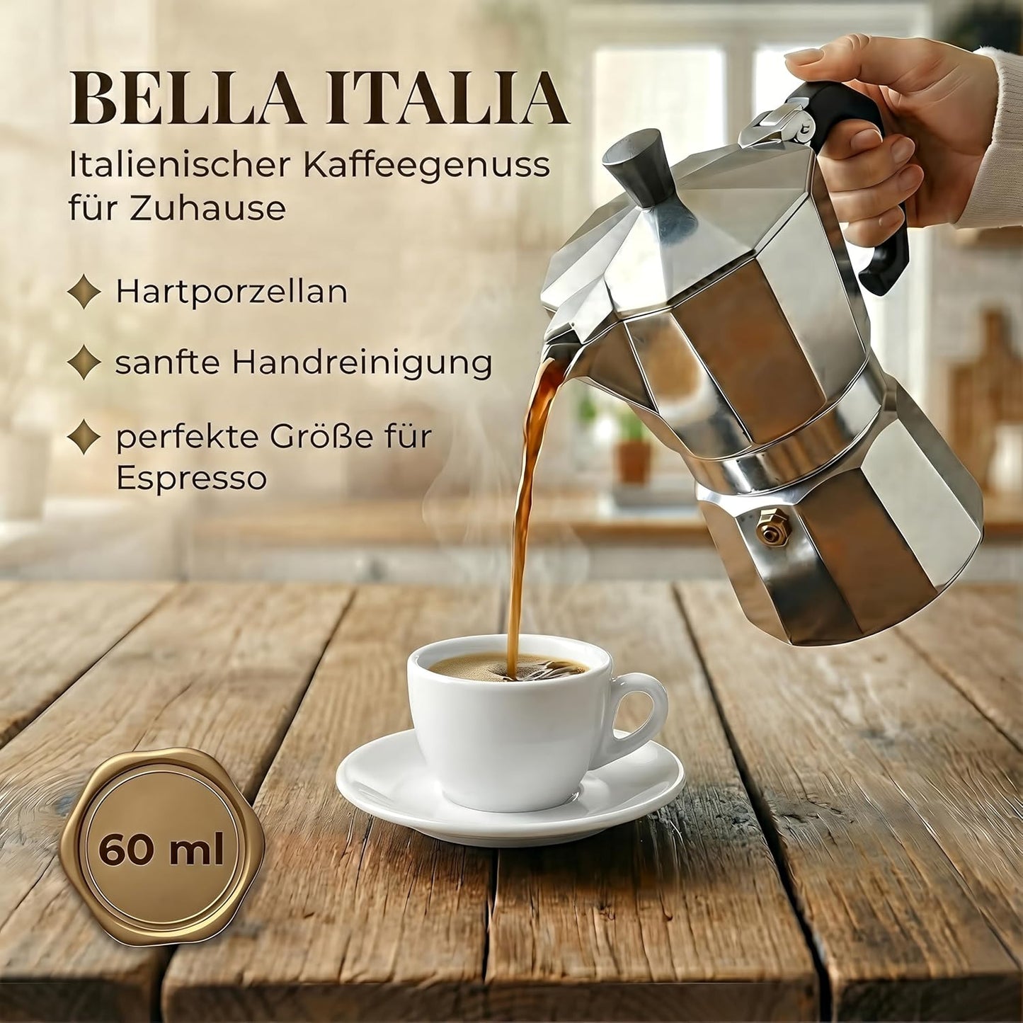 6er-Set Espressotassen mit Untertassen, Weiss 60 ml