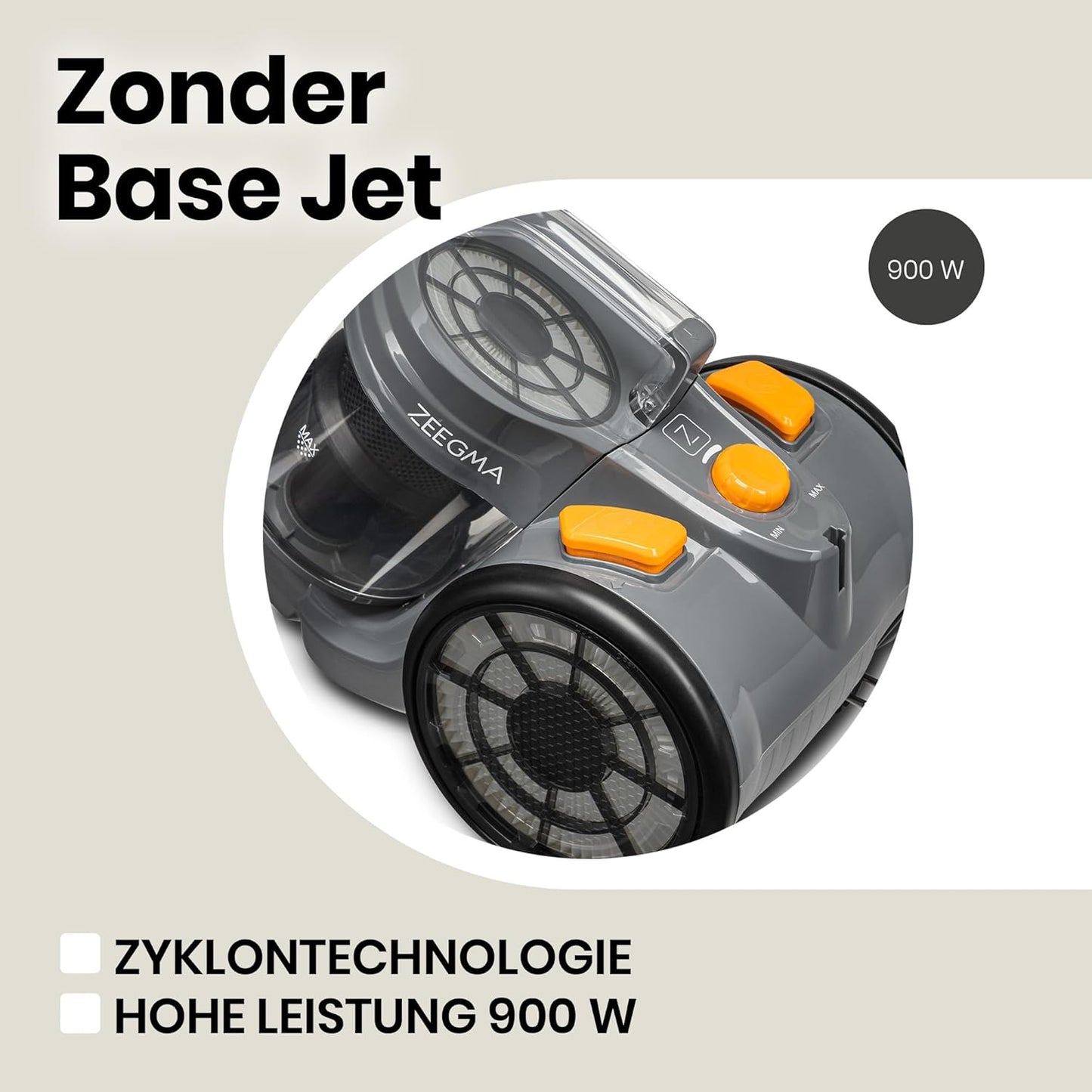 Zonder Base Jet - Beutelloser Zyklon-Staubsauger mit Turbobürste