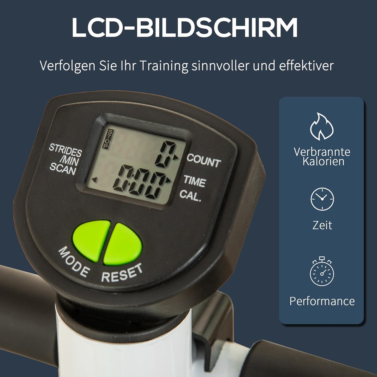 Fitness Swing Stepper mit LCD-Schirm und Handgriff, Grün+Schwarz