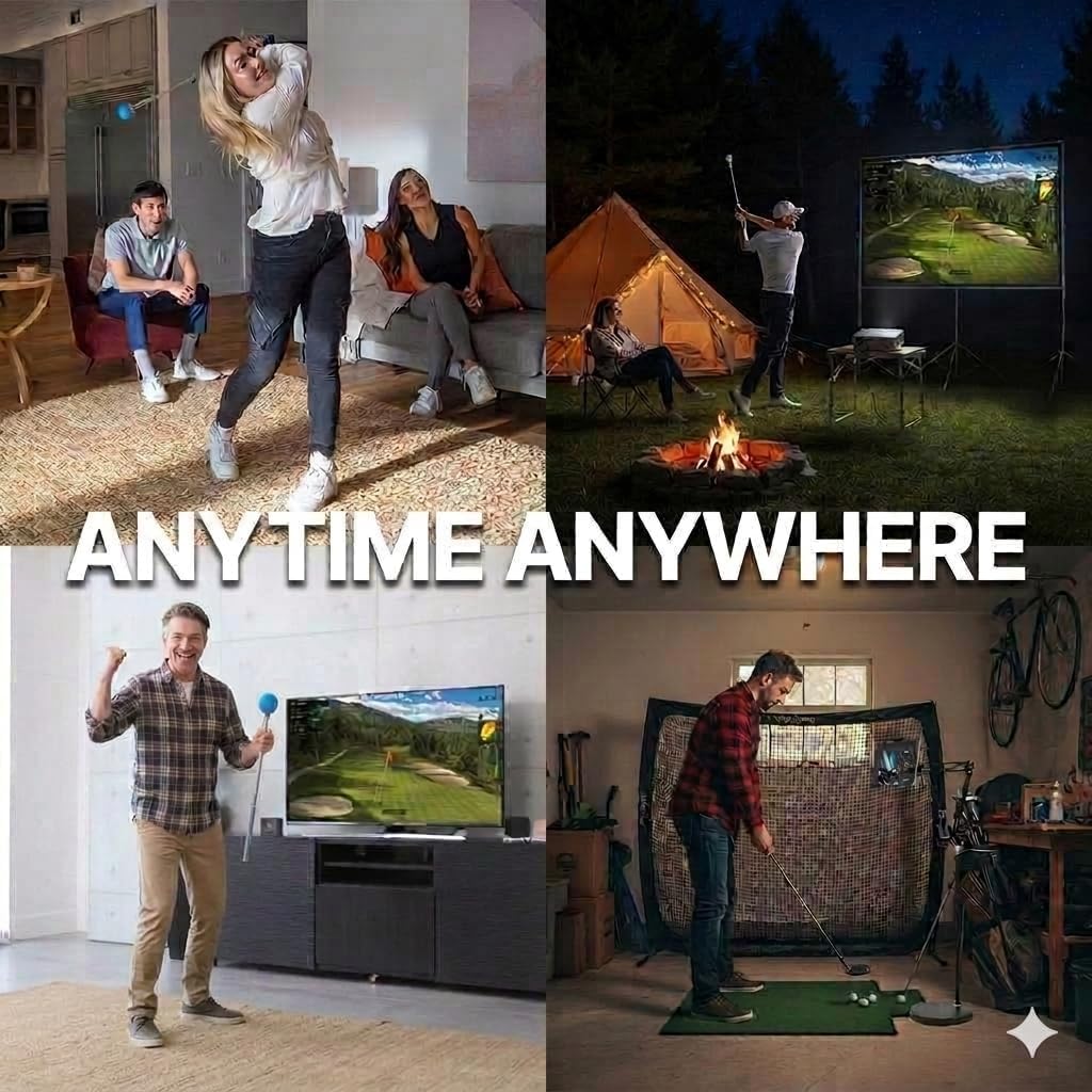 2 Flex Golf-Simulator mit einziehbarem Schwungstab und 3D-Analyse