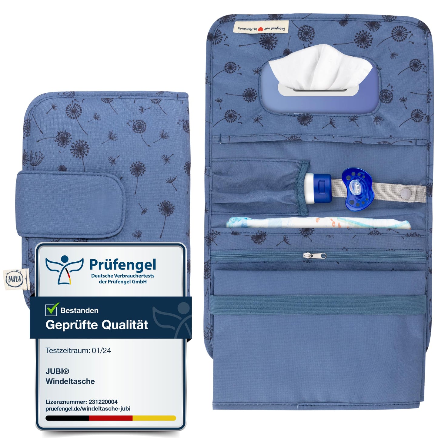 Windeltasche mit Wickelunterlage für unterwegs, Blau