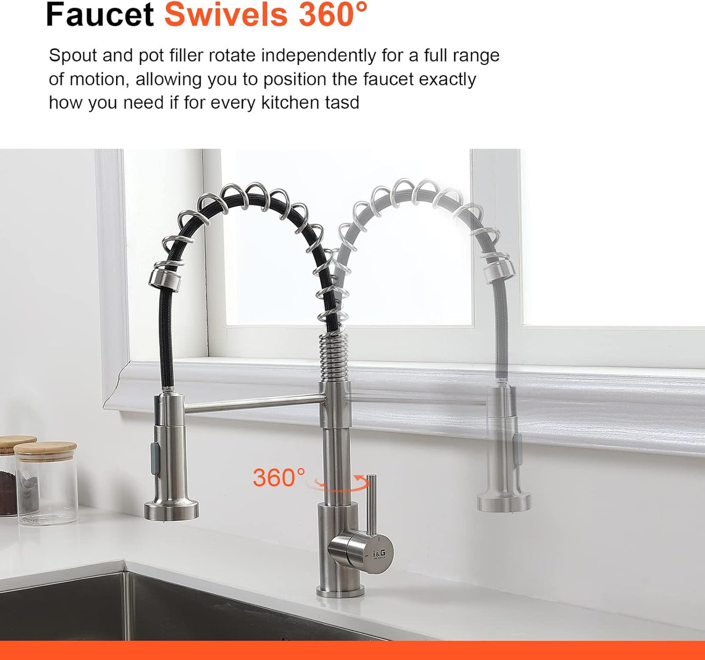 Ausziehbarer Küchenwasserhahn mit 2 Sprühmodi, Sus,silver
