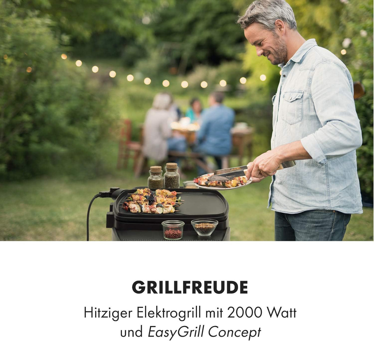Stand- und Tischgrill mit EasyGrill Concept, Beige / Schwarz, 2000 W