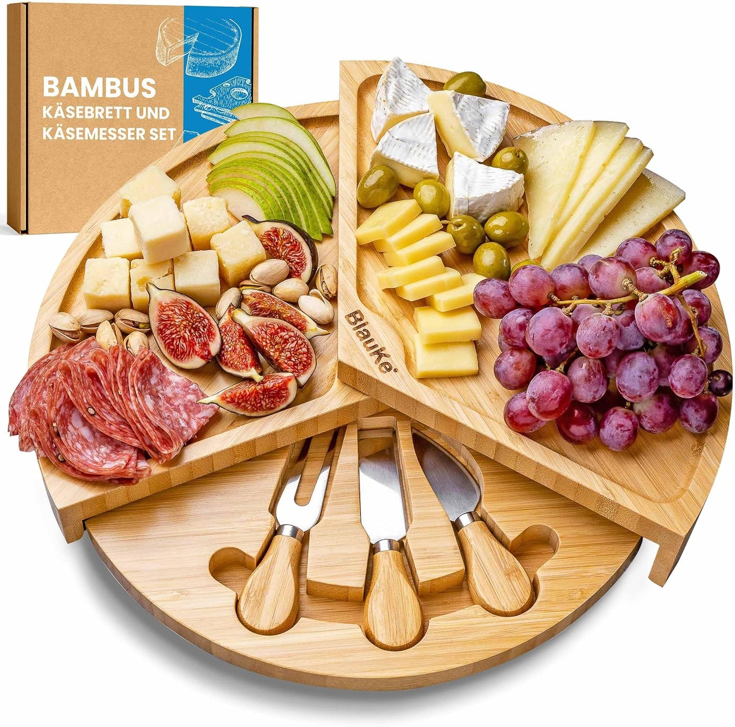 Rundes Käsebrett-Set mit Käsemessern