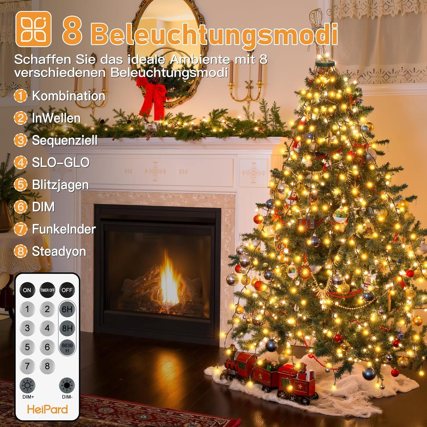 Weihnachtsbaum Lichterkette 240 LED mit Timer, 2m