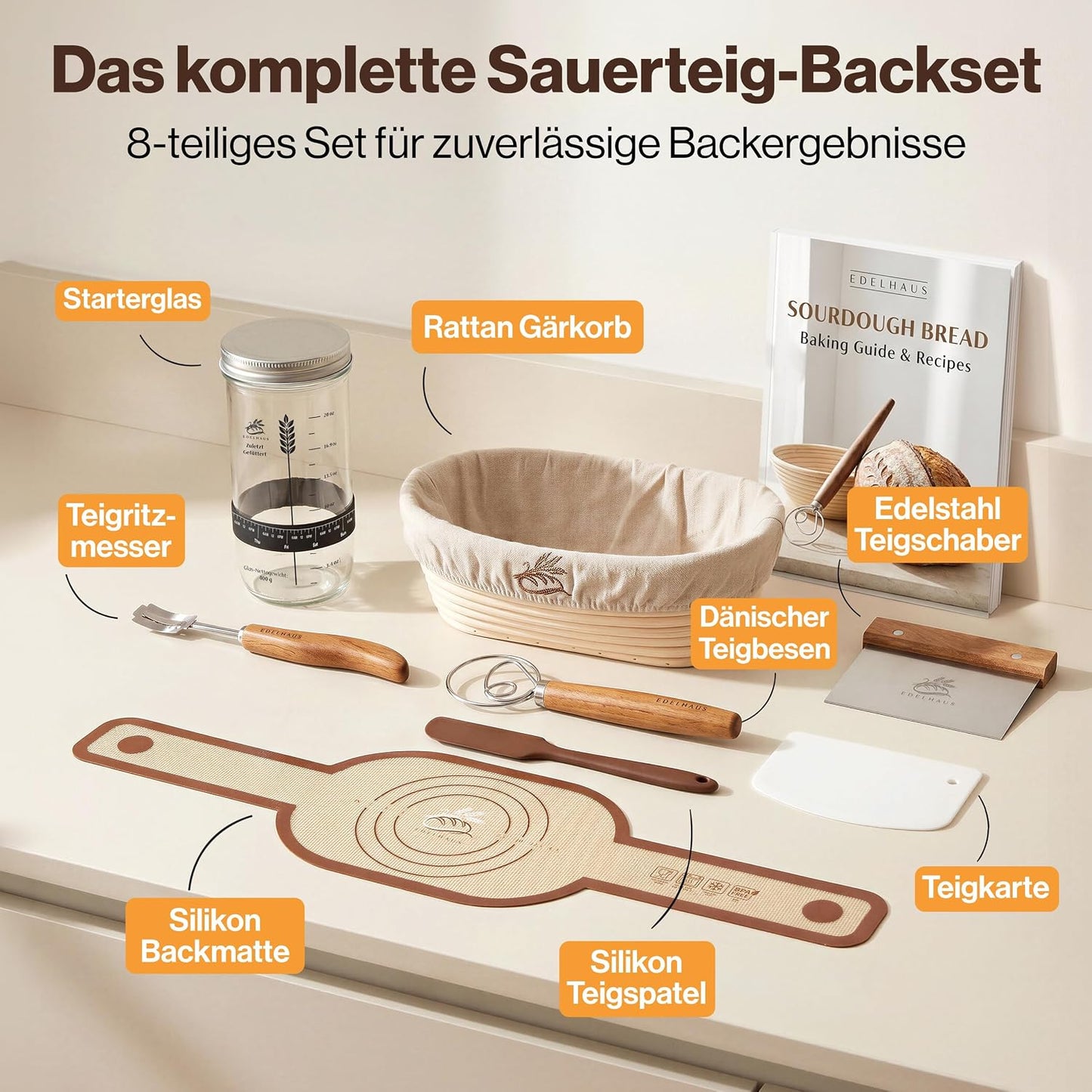 7-teiliges Gärkörbchen-Set, Gärkörbchen Set Oval