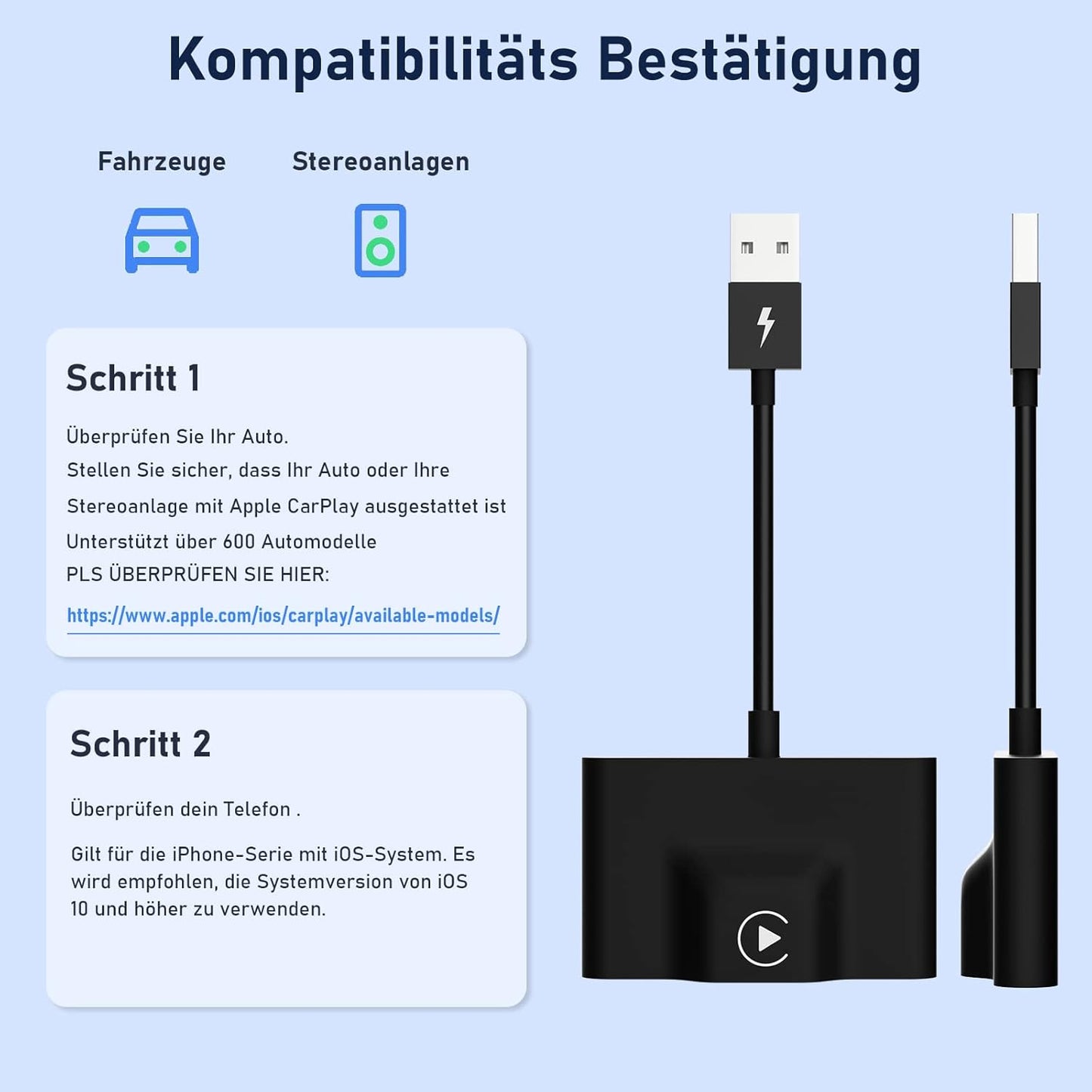 Wireless CarPlay Adapter, Schwarz