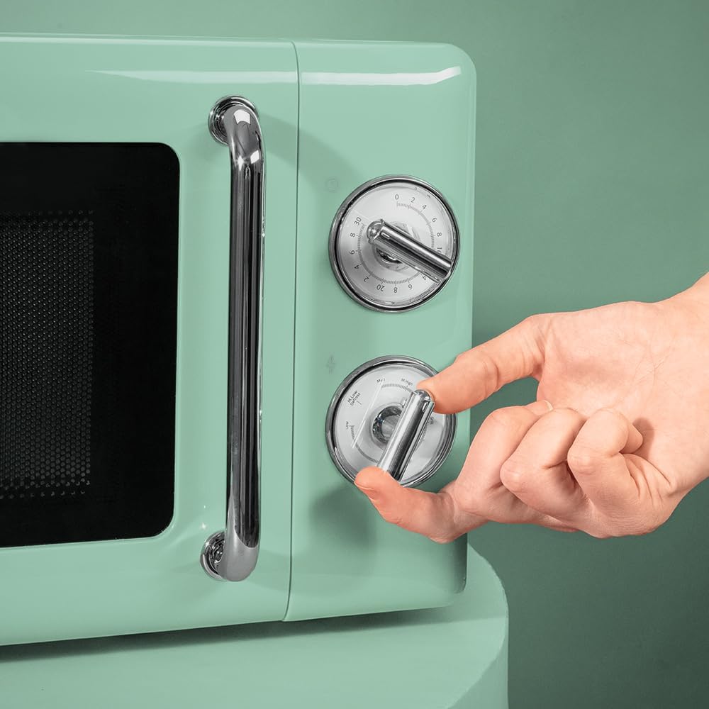 Retro Mikrowelle 20L mit Auftaufunktion, Mechanisch | Allein Serie 30 Grün