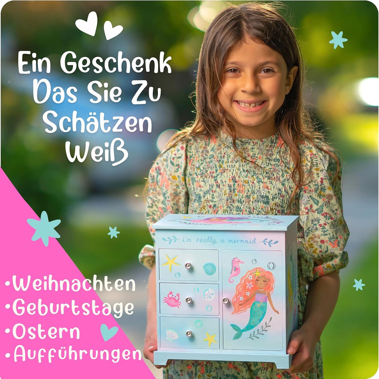 Meerjungfrau Schmuckkästchen mit Musik & Schubladen, Meerjungfrau