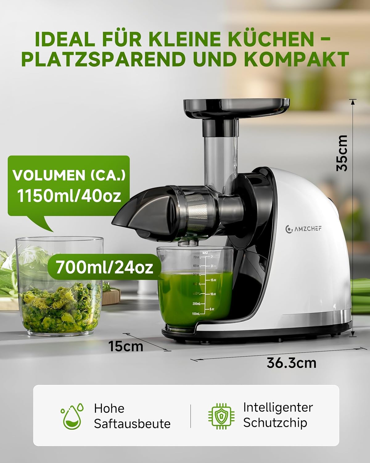 Slow Juicer Saftpresse, Weiß