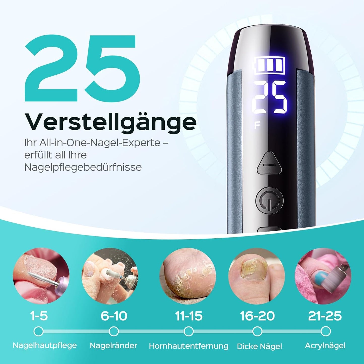 Nagelfräser C51 mit LED-Display, Blaugrau