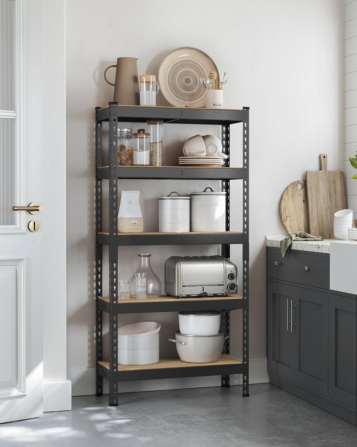 Schwerlastregal mit 5 Ablagen (875 kg Tragkraft), 30T x 75B x 150H cm Schwarz 1