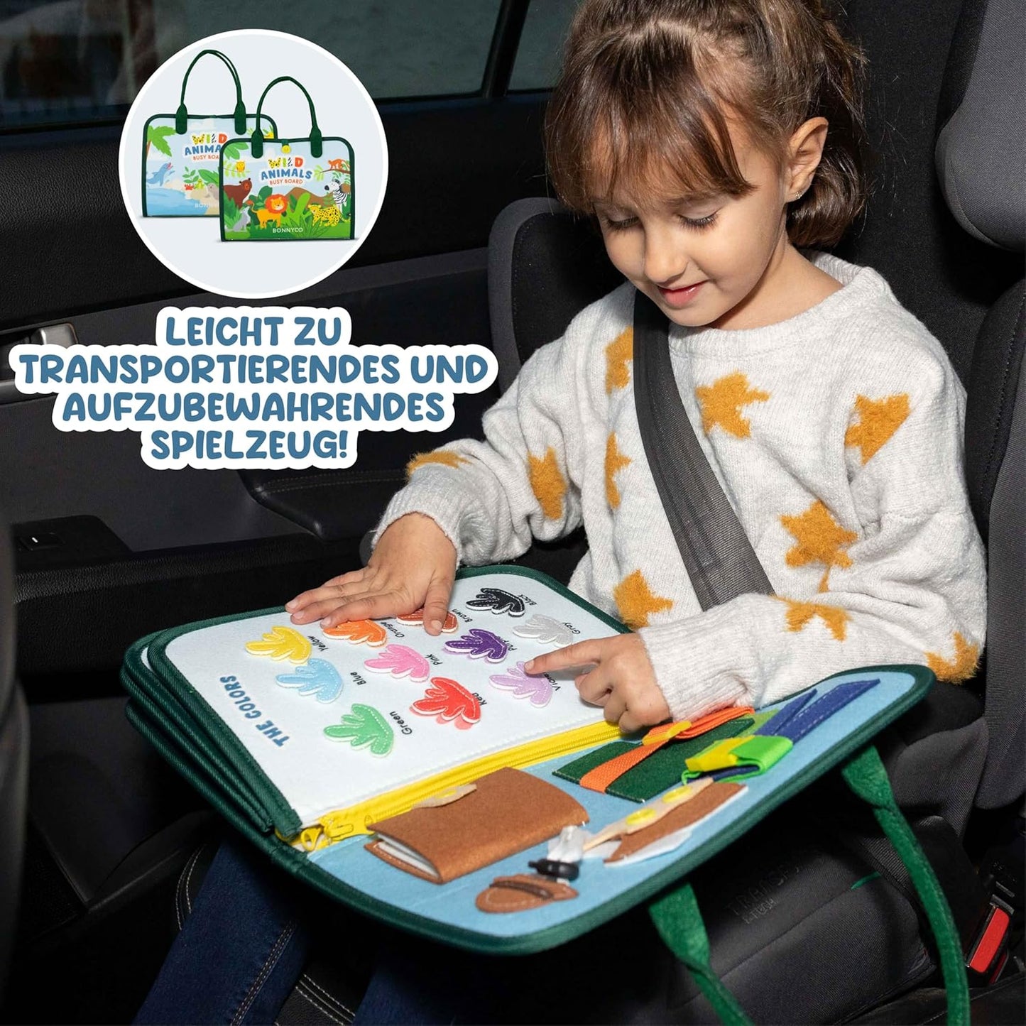 Montessori Busy Board aus Filz für Kinder, Dschungel
