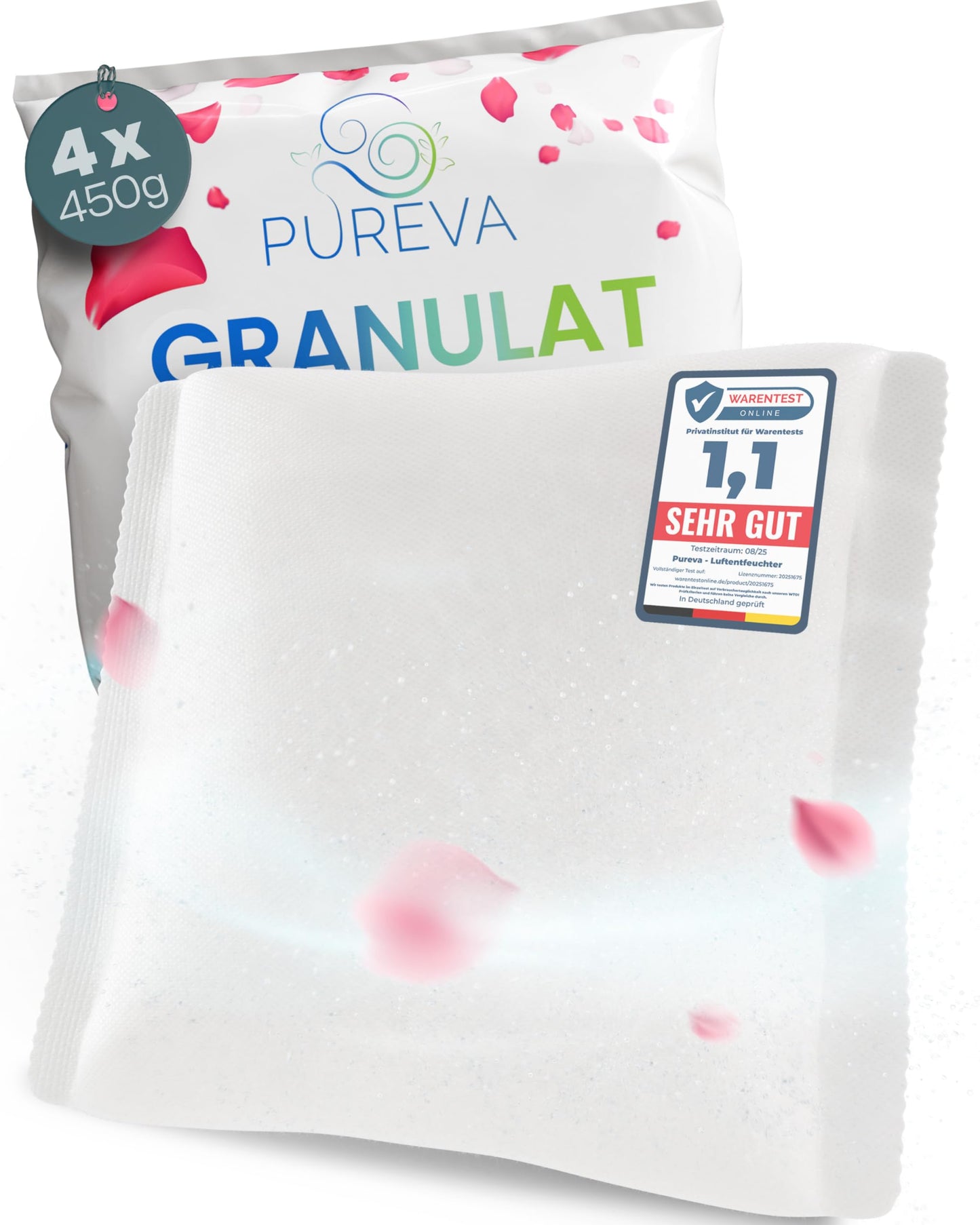 Luftentfeuchter Nachfüllpack mit 4x 450g Granulat, Zarte Rose 450 g (4er Pack)