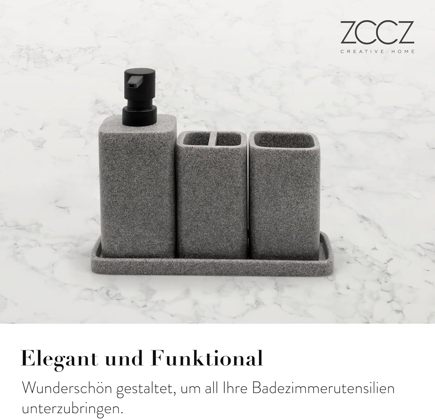 4-teiliges Badezimmer-Organizer-Set, Grau
