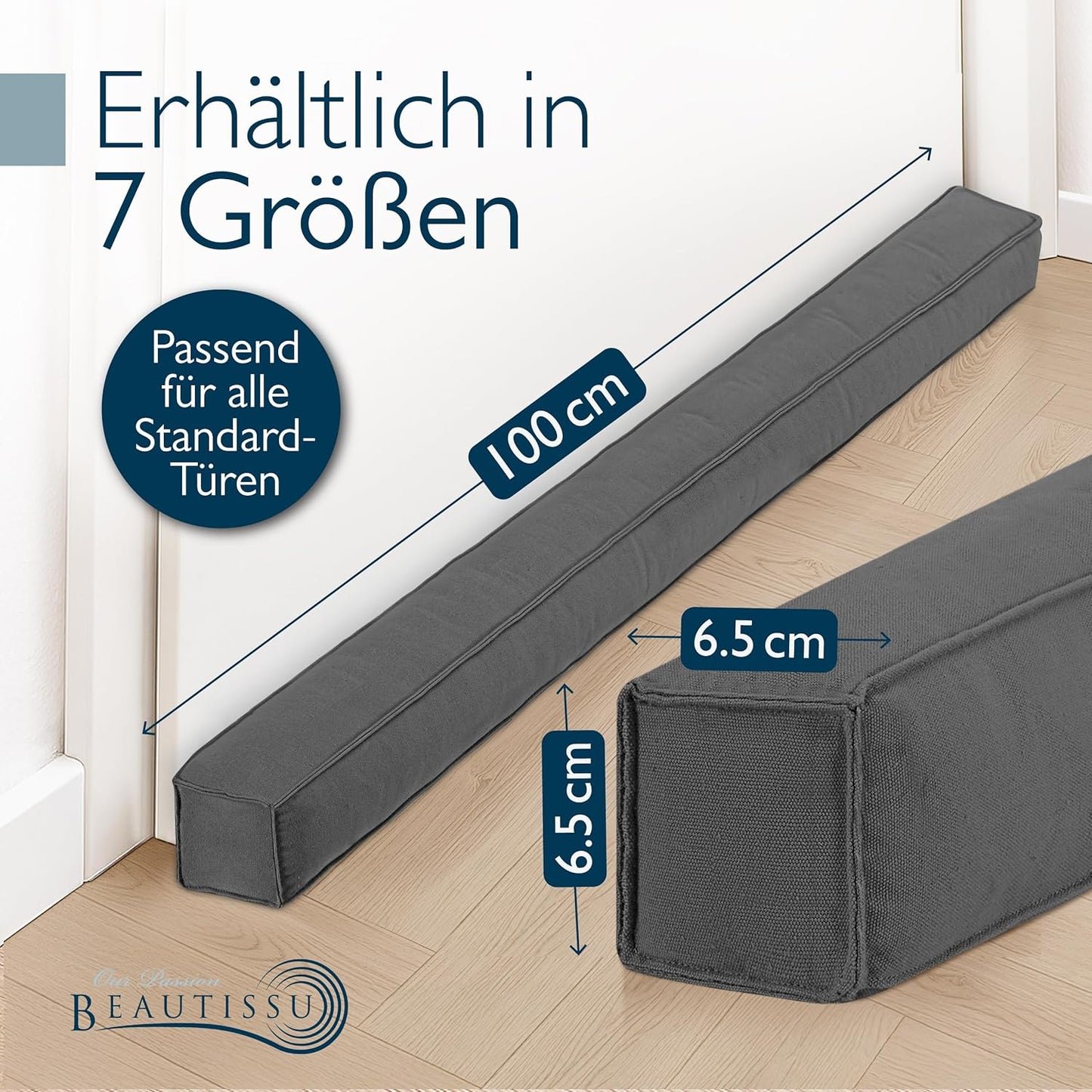 Zugluftstopper für Türen und Fenster (100 cm), Anthrazit 100 cm