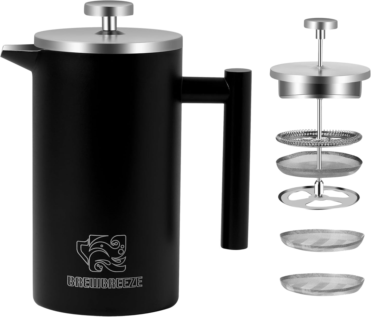 Doppelwandiger French Press BBFP1000MA, Mattschwarz 1 Liter