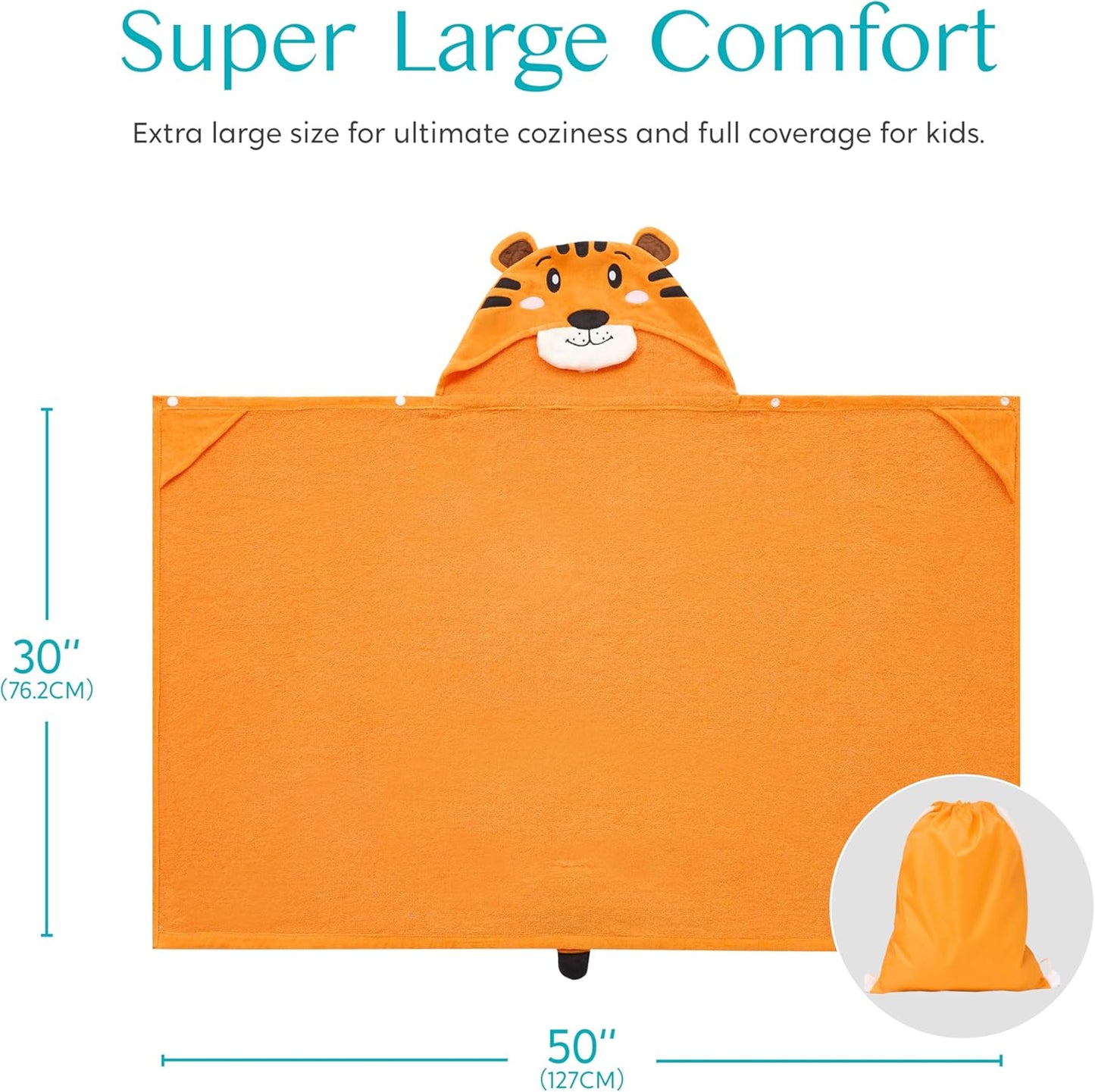 Tiger-Badeponcho Kinder Kapuzenhandtuch (76x127 cm), Gelb