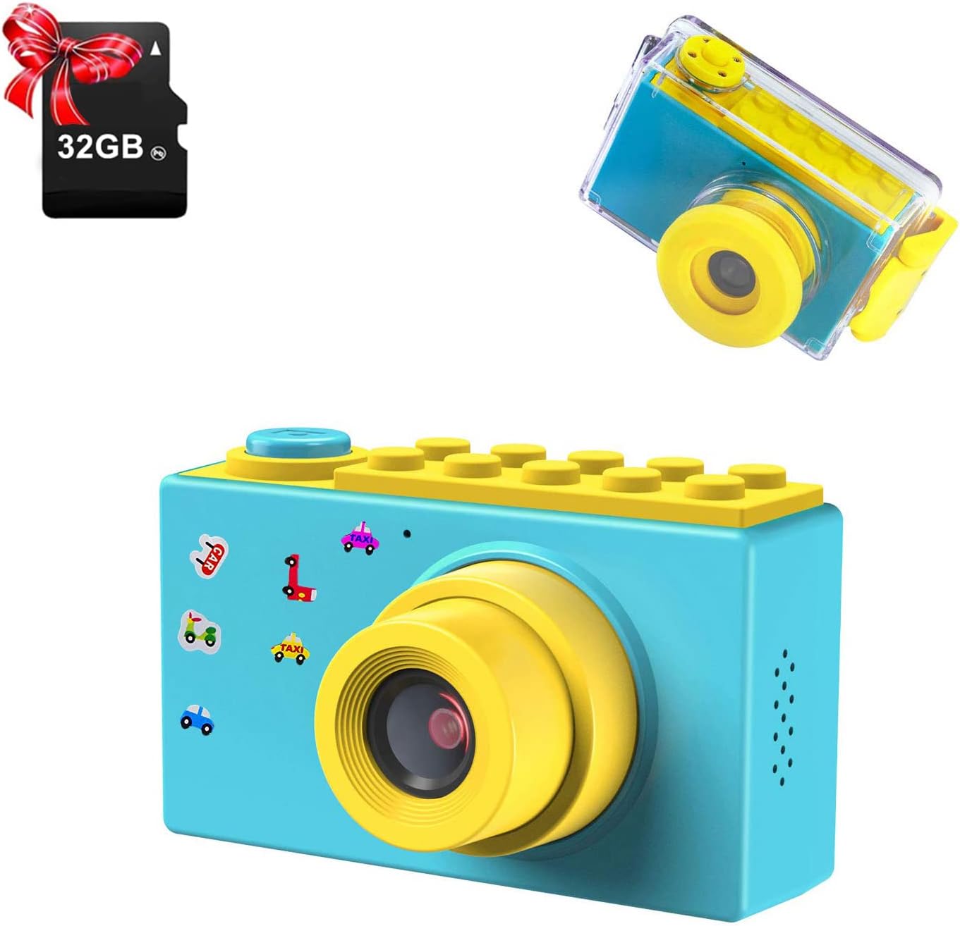 Kinderkamera, Blau mit wasserdichtem Etui