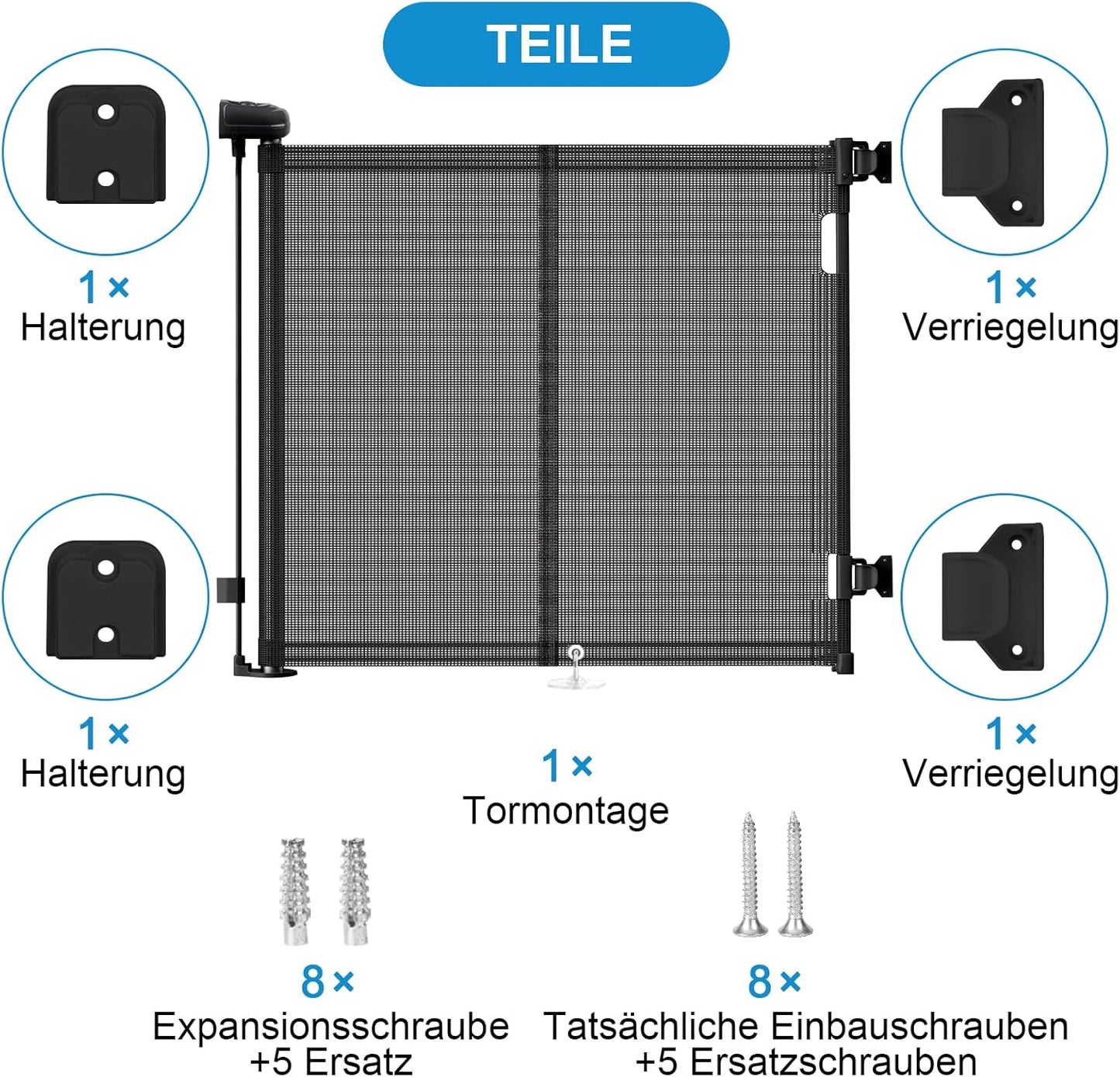 Ausziehbares Treppenschutzgitter, 140cm/schwarz