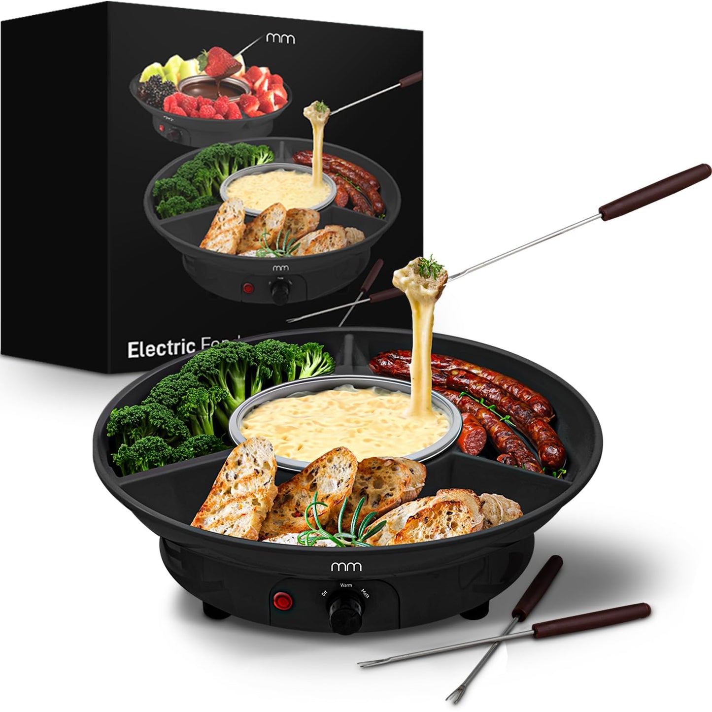 Elektrisches Fondue-Set für Käse & Schokolade